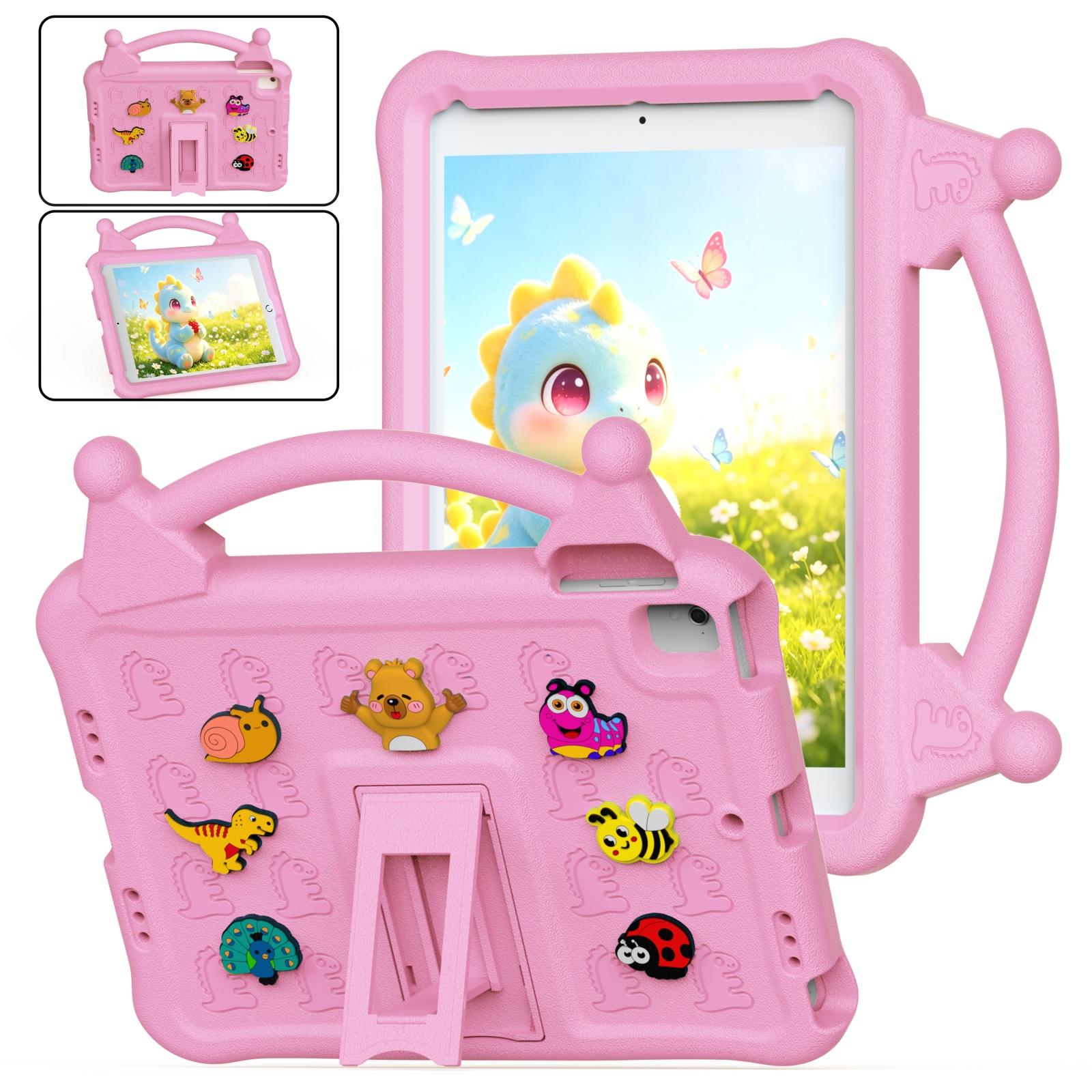For iPad Air 2 / Air / 9.7 2018 / 2017 Animal Paradise Handle EVA Tablet Case with Holder(Pink) - Shopkiz.com