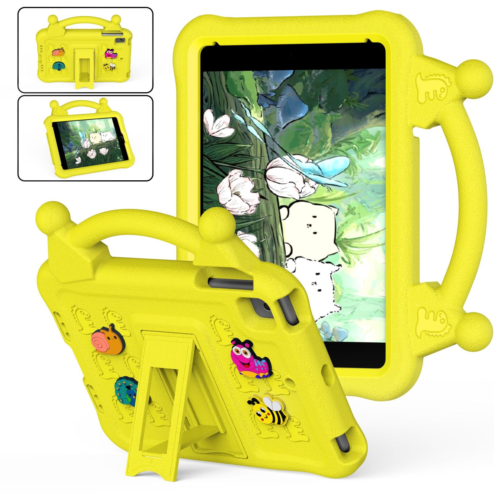 For iPad mini 5 / mini 4 / mini 3 Animal Paradise Handle EVA Tablet Case with Holder(Yellow) - Shopkiz.com