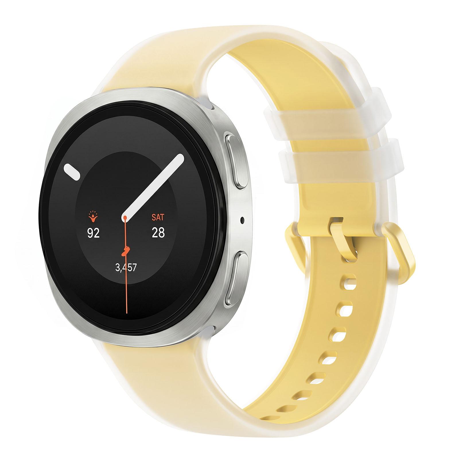 For Galaxy Watch 9 / 8 / 8 Classic Translucent Jelly Colorful Clasp Silicone Watch Band, Size:S(Yellow) - Shopkiz.com