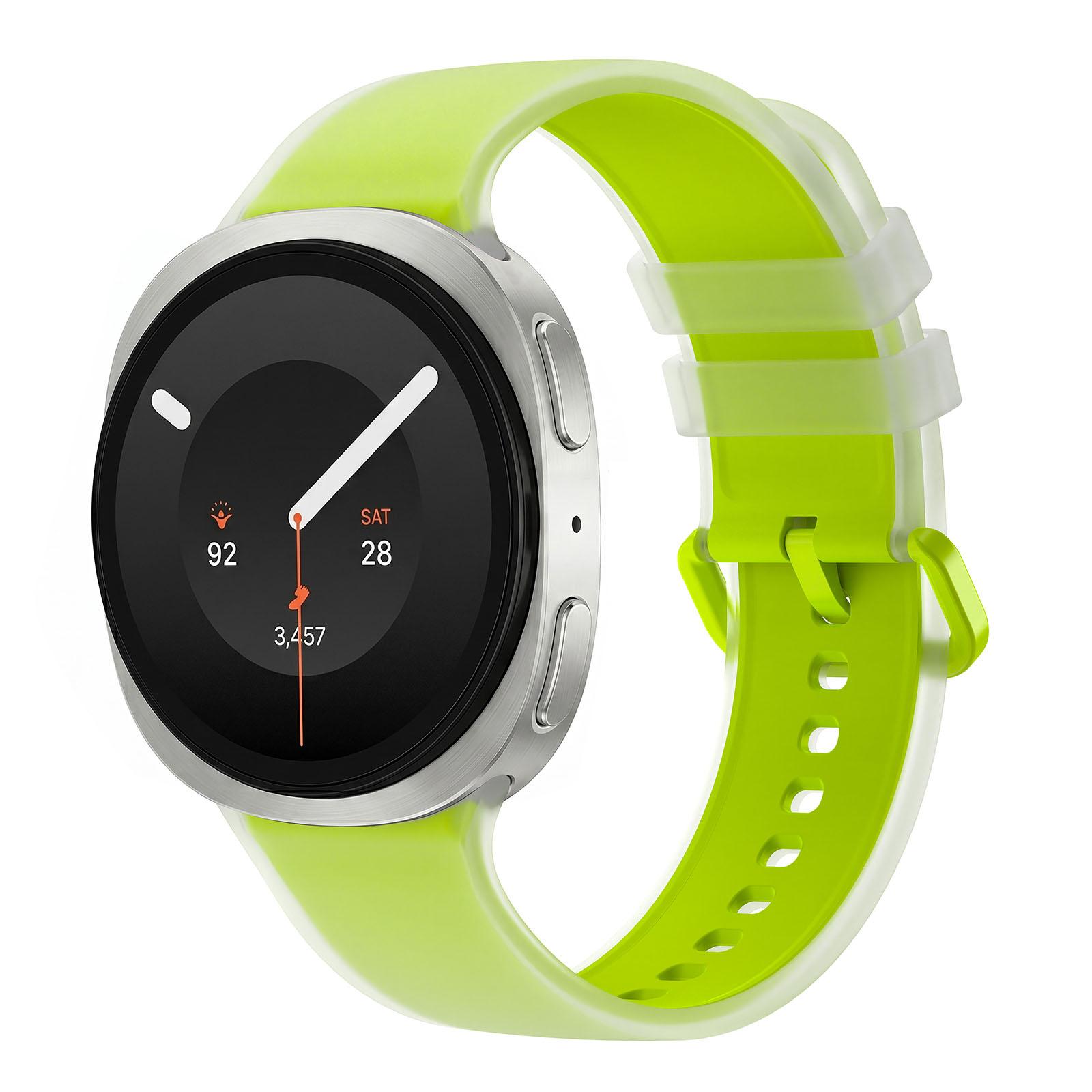 For Galaxy Watch 9 / 8 / 8 Classic Translucent Jelly Colorful Clasp Silicone Watch Band, Size:S(Lime) - Shopkiz.com