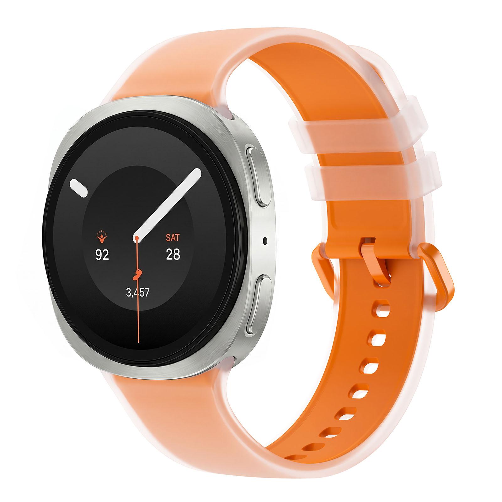 For Galaxy Watch 9 / 8 / 8 Classic Translucent Jelly Colorful Clasp Silicone Watch Band, Size:S(Orange) - Shopkiz.com