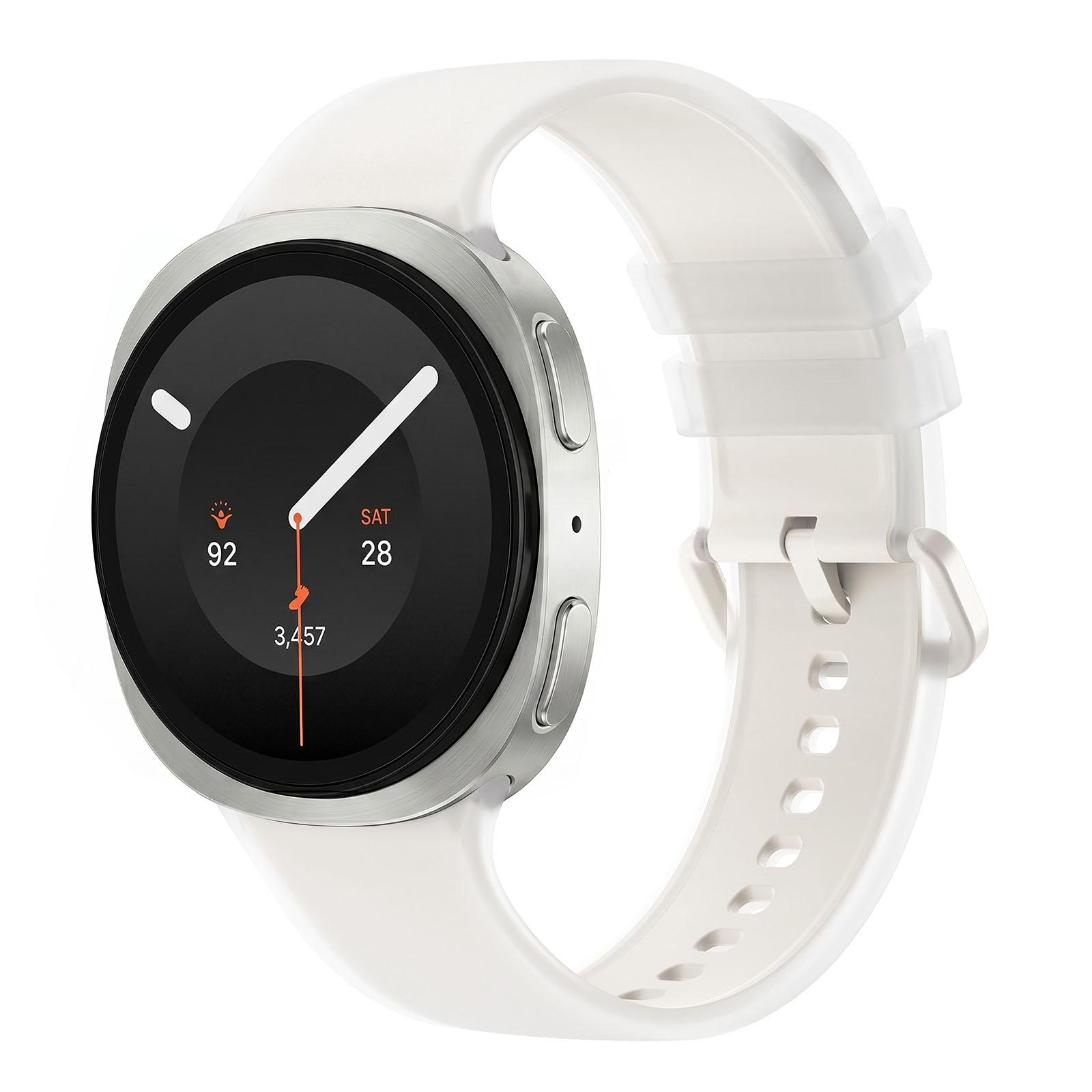 For Galaxy Watch 9 / 8 / 8 Classic Translucent Jelly Colorful Clasp Silicone Watch Band, Size:L(Cream) - Shopkiz.com