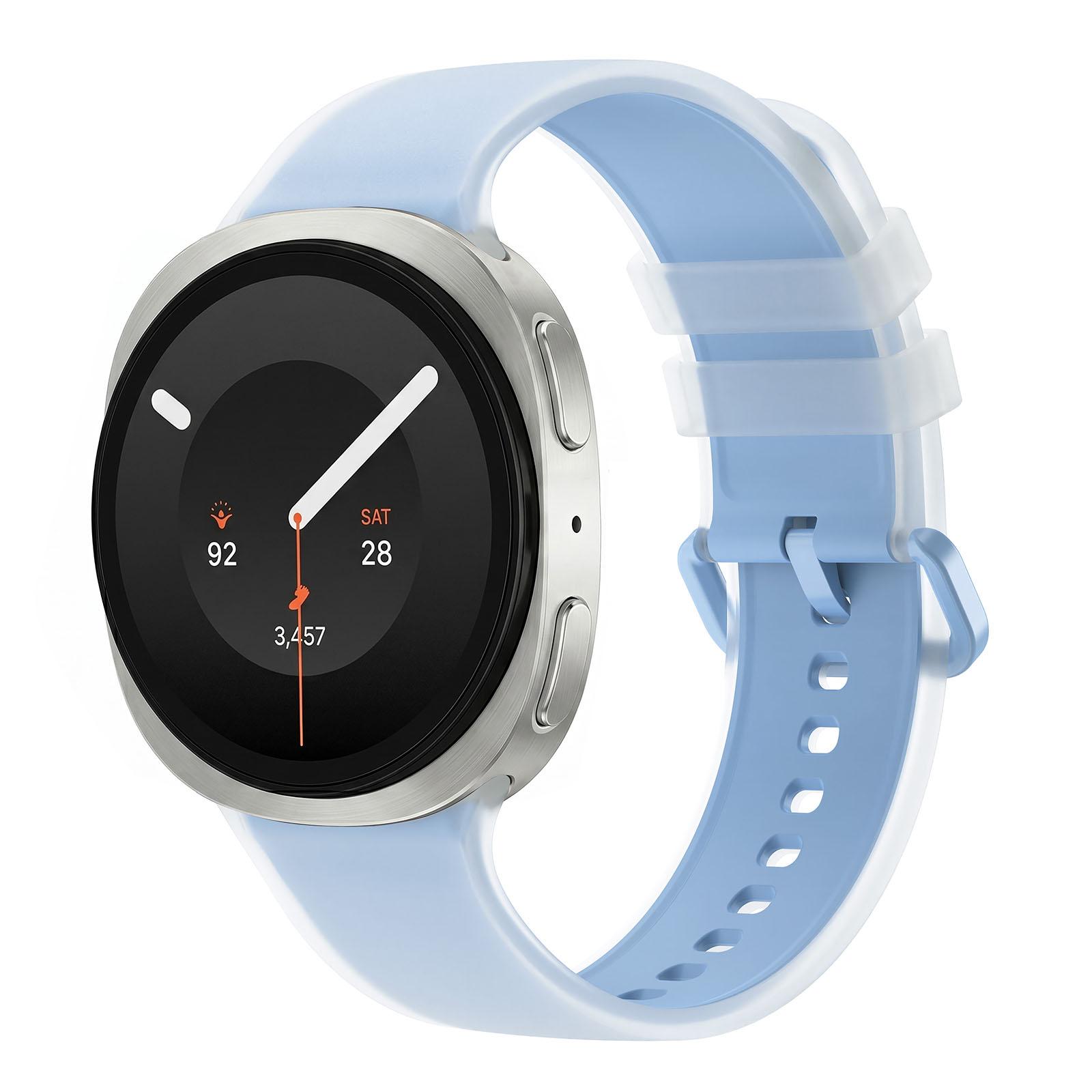 For Galaxy Watch 9 / 8 / 8 Classic Translucent Jelly Colorful Clasp Silicone Watch Band, Size:L(Blue) - Shopkiz.com