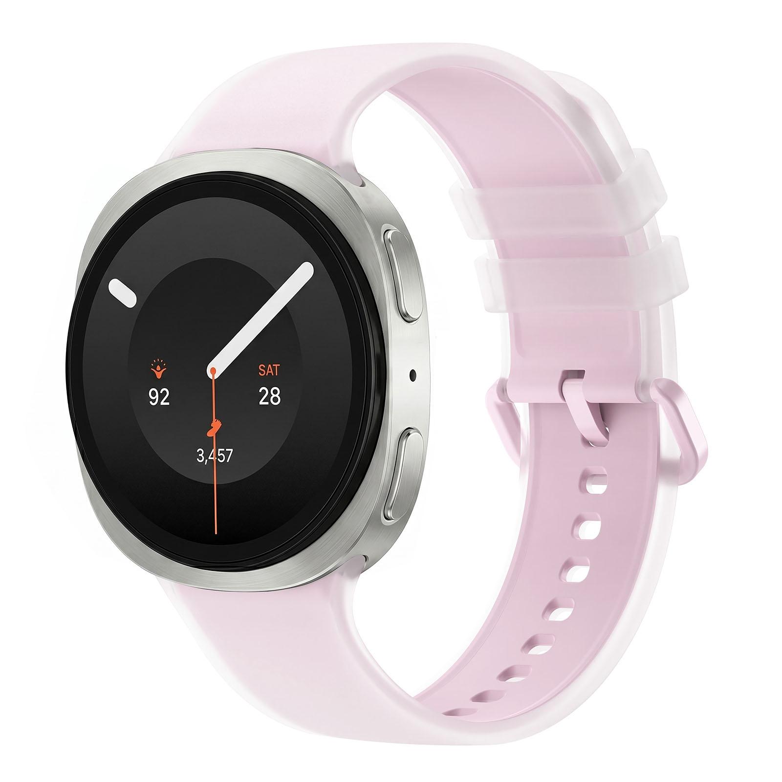 For Galaxy Watch 9 / 8 / 8 Classic Translucent Jelly Colorful Clasp Silicone Watch Band, Size:L(Pink) - Shopkiz.com