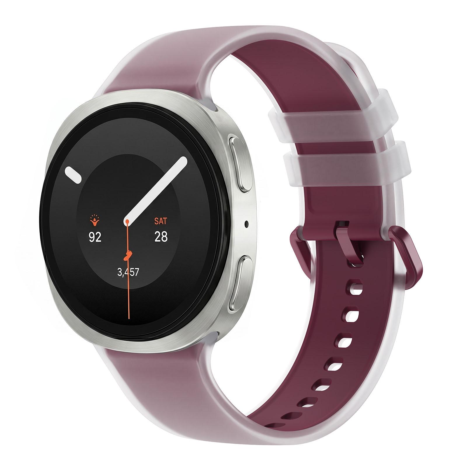 For Galaxy Watch 9 / 8 / 8 Classic Translucent Jelly Colorful Clasp Silicone Watch Band, Size:L(Wine Red) - Shopkiz.com