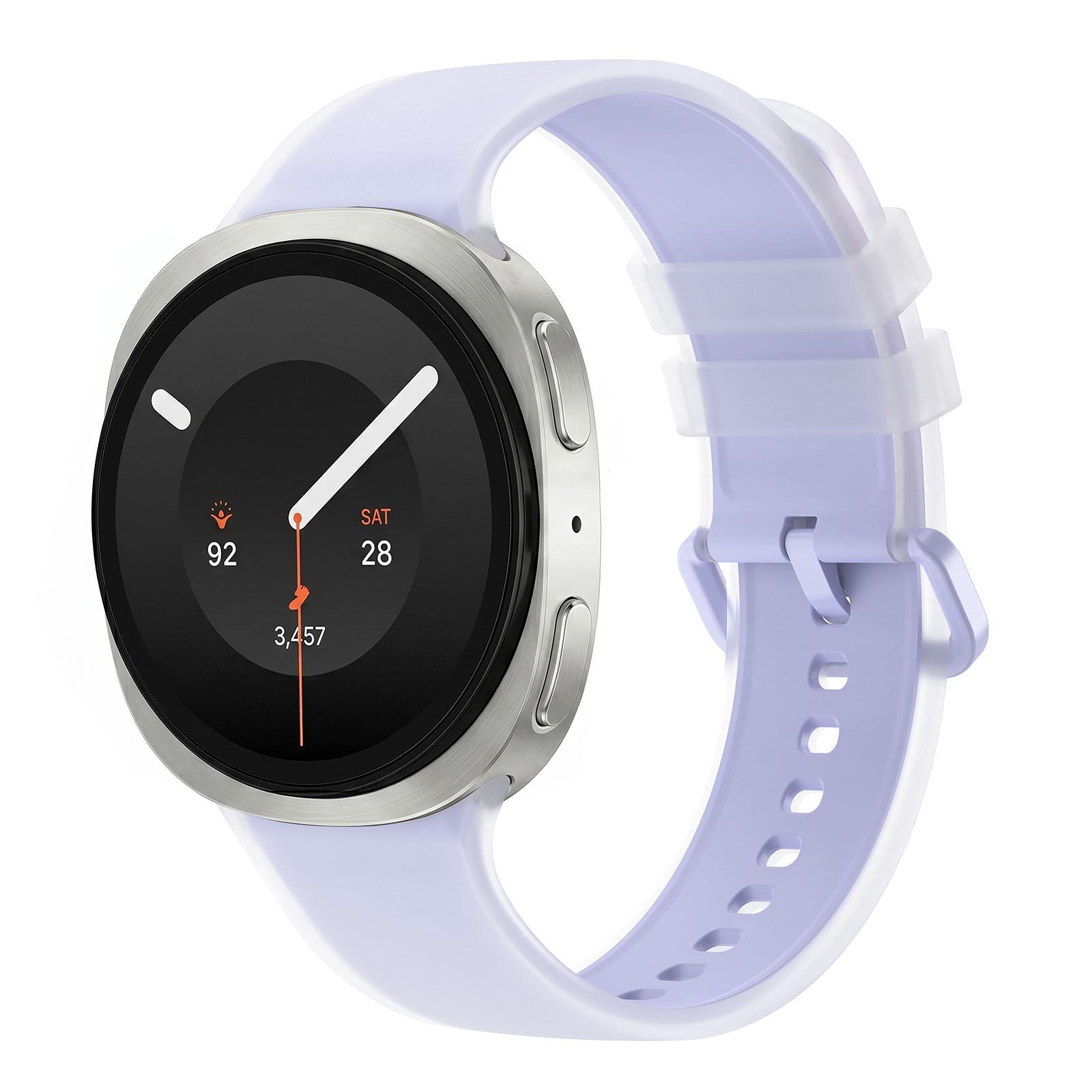For Galaxy Watch 9 / 8 / 8 Classic Translucent Jelly Colorful Clasp Silicone Watch Band, Size:L(Lilac) - Shopkiz.com