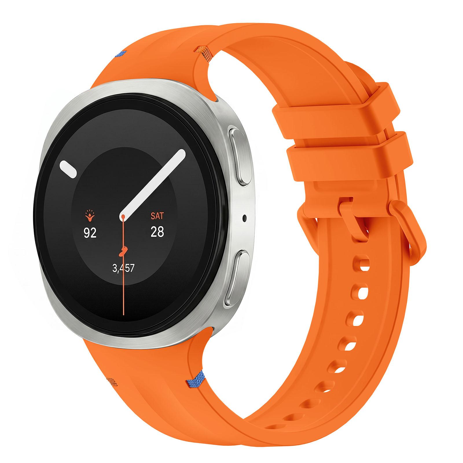 For Galaxy Watch 9 / 8 / 8 Classic Stitched Color Clasp Solid Color Silicone Watch Band(Orange) - Shopkiz.com