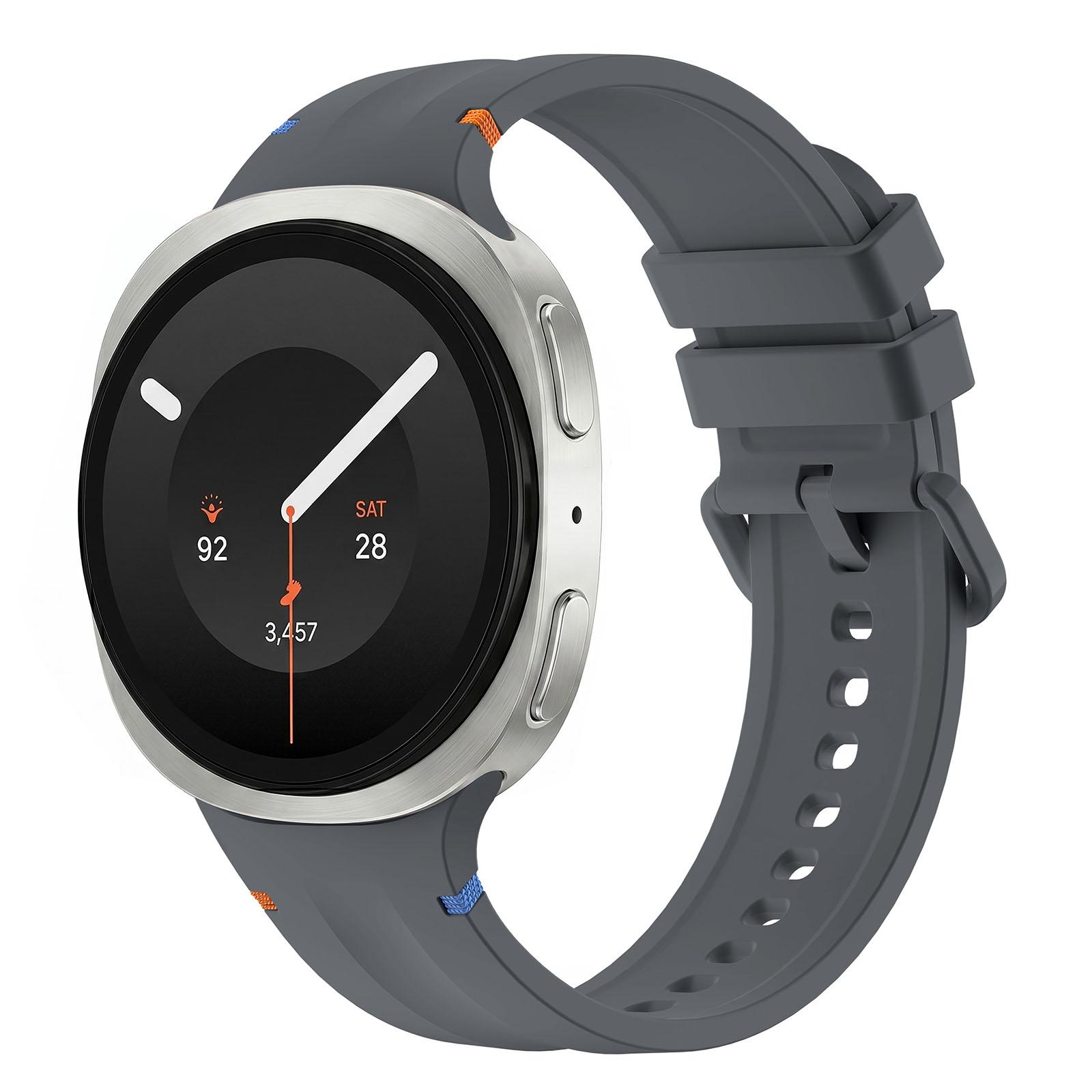 For Galaxy Watch 9 / 8 / 8 Classic Stitched Color Clasp Solid Color Silicone Watch Band(Space Gray) - Shopkiz.com