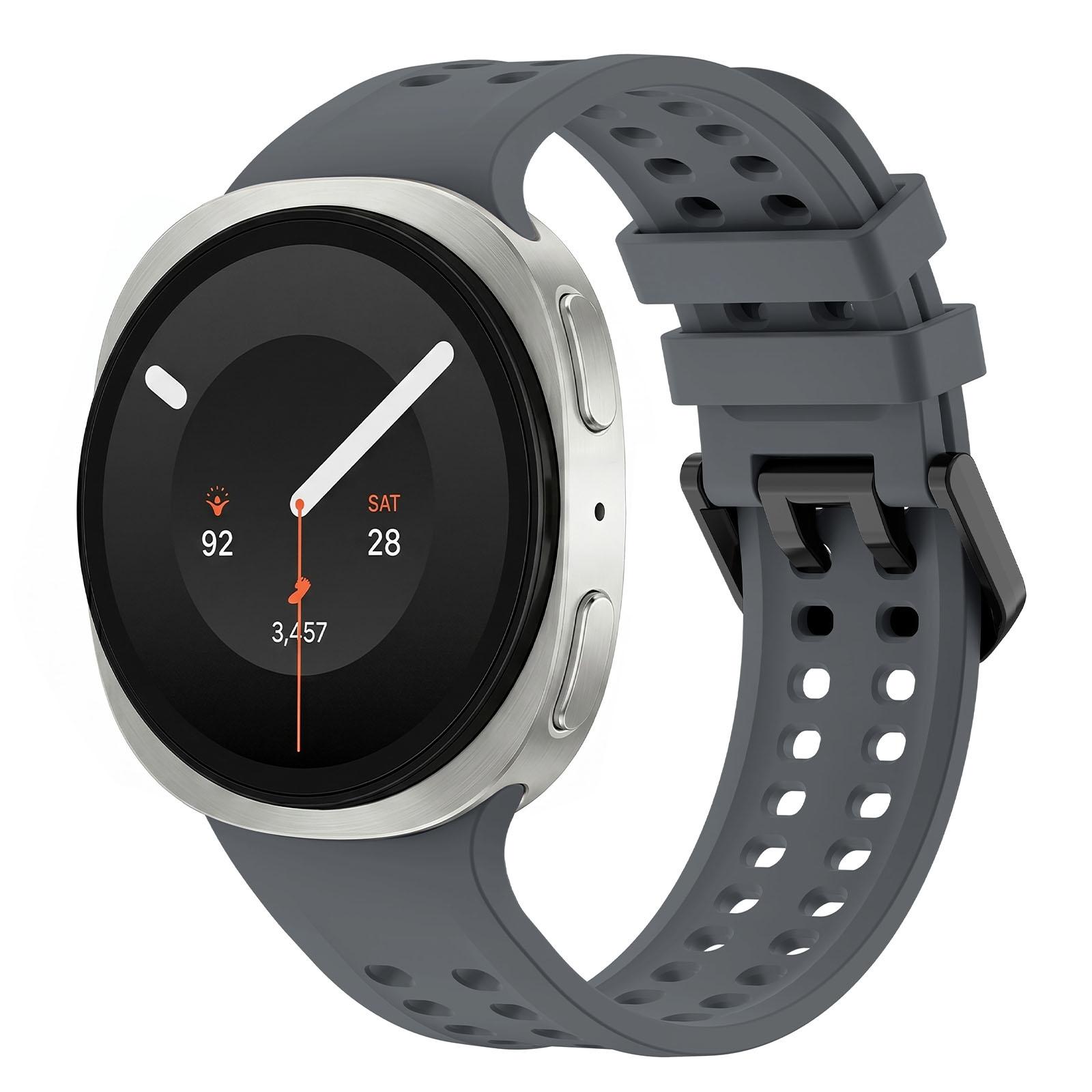 For Galaxy Watch 9 / 8 / 8 Classic Solid Color Dual-Row Perforated Silicone Watch Band(Space Gray) - Shopkiz.com