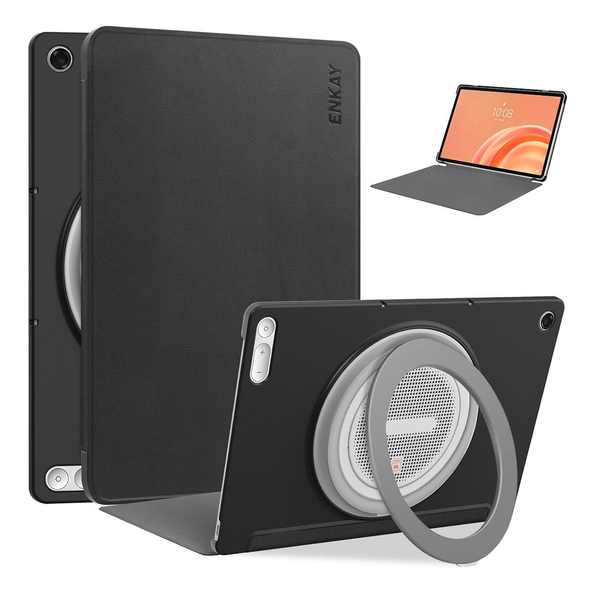 For Lenovo Tab Plus Gen 2 12.1 inch ENKAY Voltage Custer Texture Plastic Vegan Leather Tablet Case(Black) - Shopkiz.com