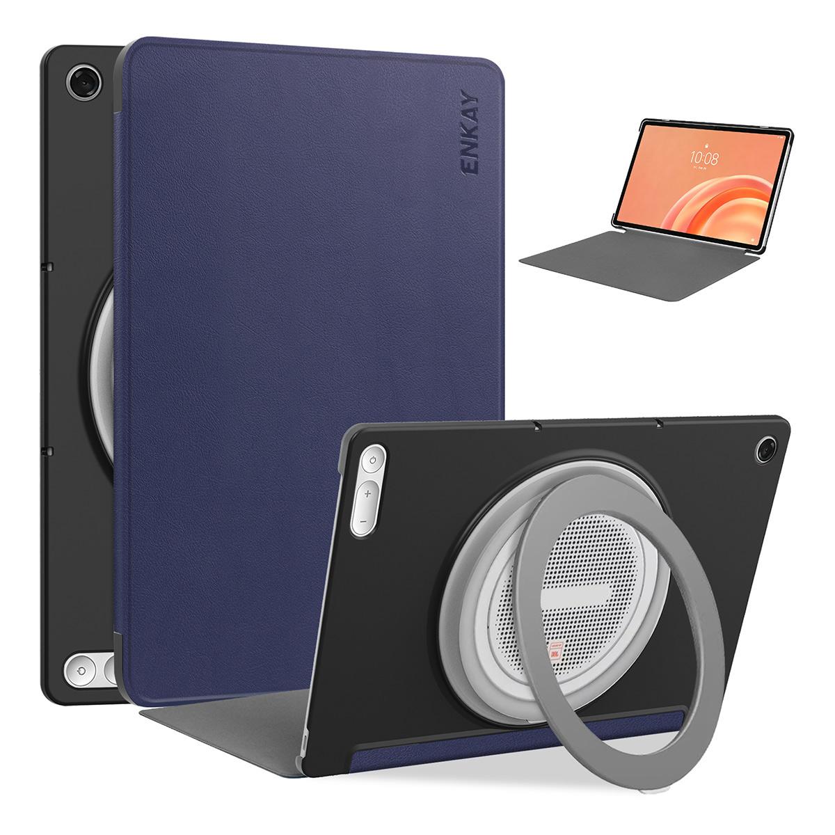 For Lenovo Tab Plus Gen 2 12.1 inch ENKAY Voltage Custer Texture Plastic Vegan Leather Tablet Case(Dark Blue) - Shopkiz.com