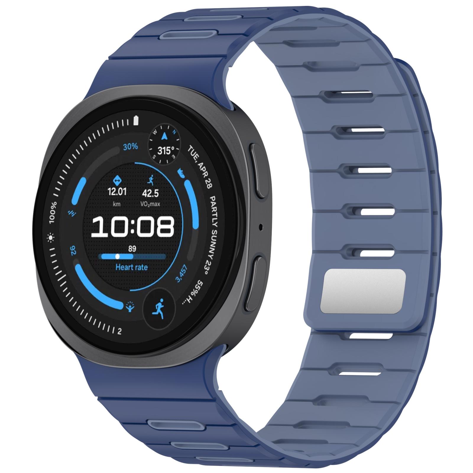 For Galaxy Watch 9 / 8 / 8 Classic Two Color Magnetic Silicone Watch Band(Dark Blue Light Blue) - Shopkiz.com