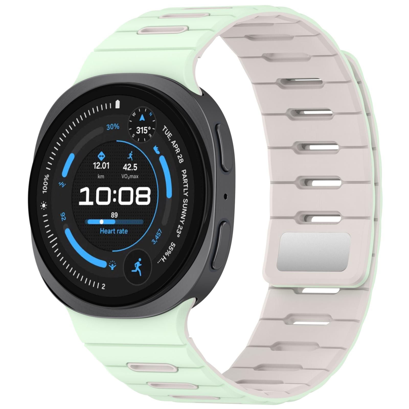 For Galaxy Watch 9 / 8 / 8 Classic Two Color Magnetic Silicone Watch Band(Mint Green Starlight) - Shopkiz.com