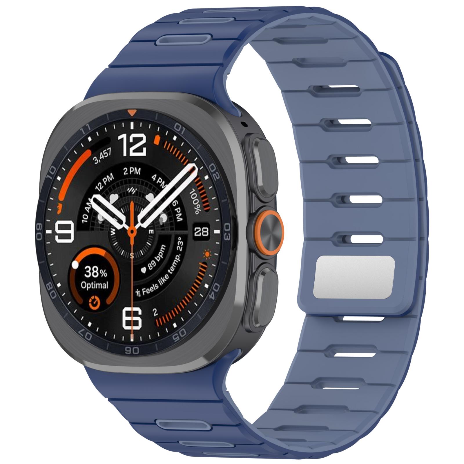 For Galaxy Watch Ultra2 2026 / 2025 / 1 2024 Two Color Magnetic Silicone Watch Band(Dark Blue Light Blue) - Shopkiz.com