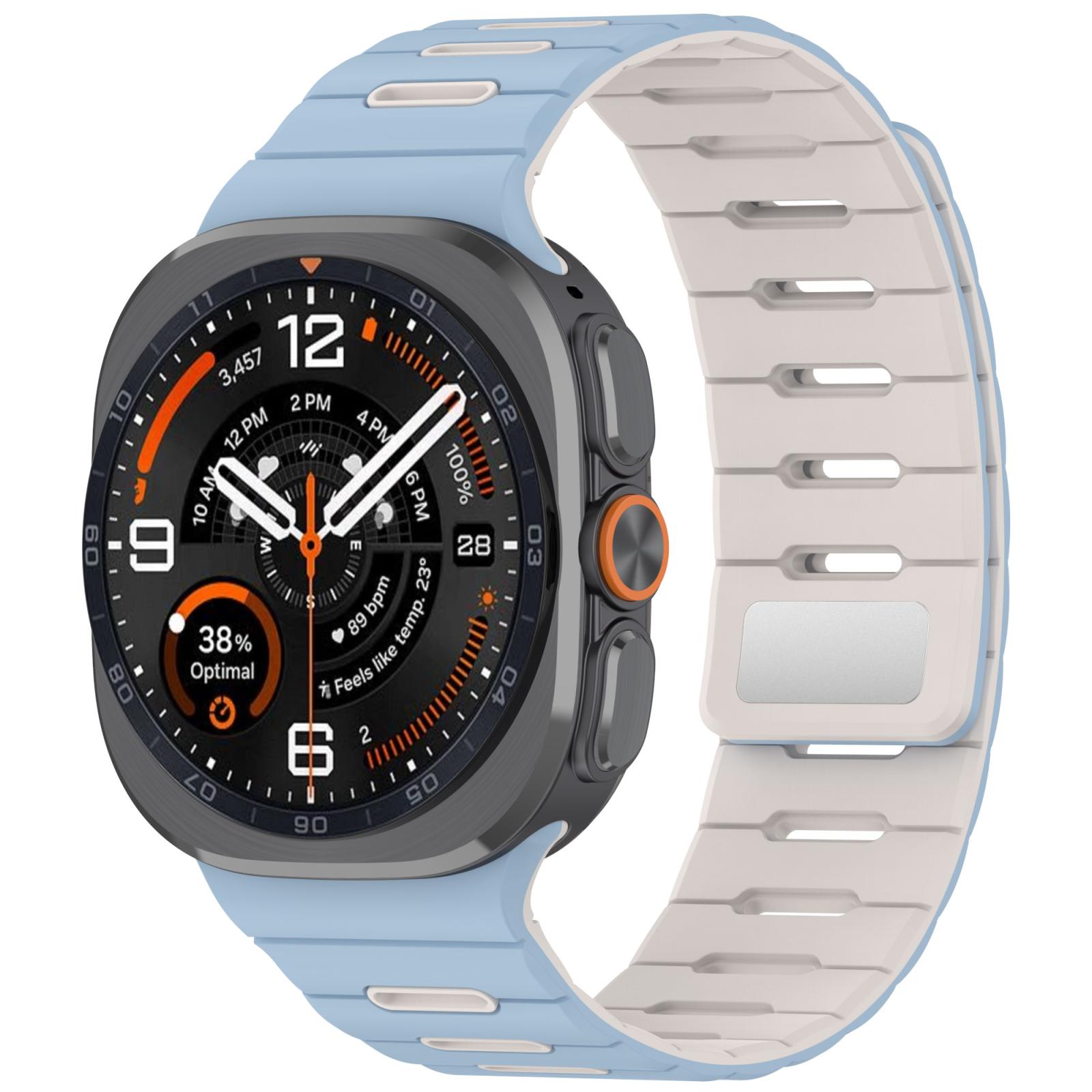 For Galaxy Watch Ultra2 2026 / 2025 / 1 2024 Two Color Magnetic Silicone Watch Band(Light Blue Starlight) - Shopkiz.com