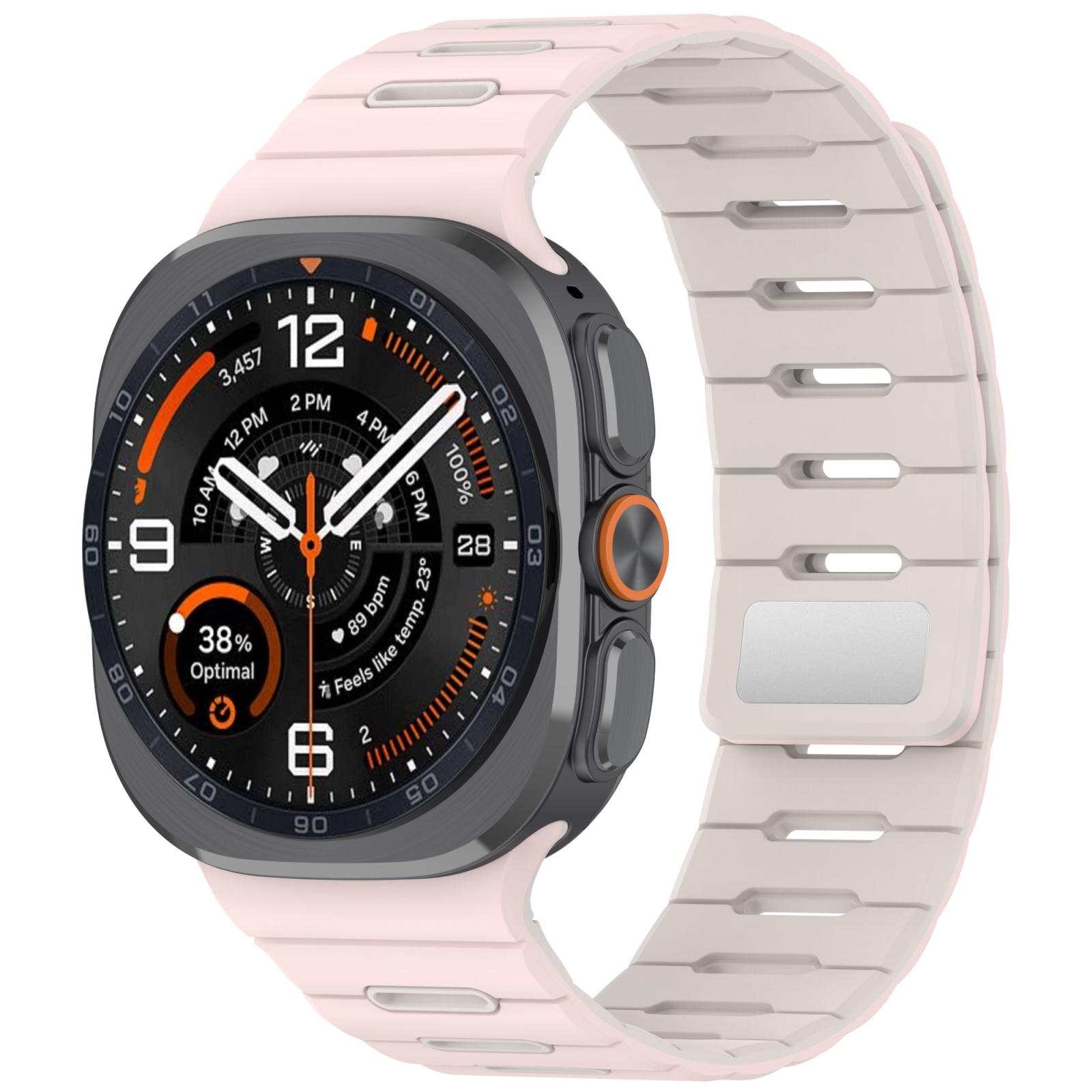 For Galaxy Watch Ultra2 2026 / 2025 / 1 2024 Two Color Magnetic Silicone Watch Band(Pink Starlight) - Shopkiz.com