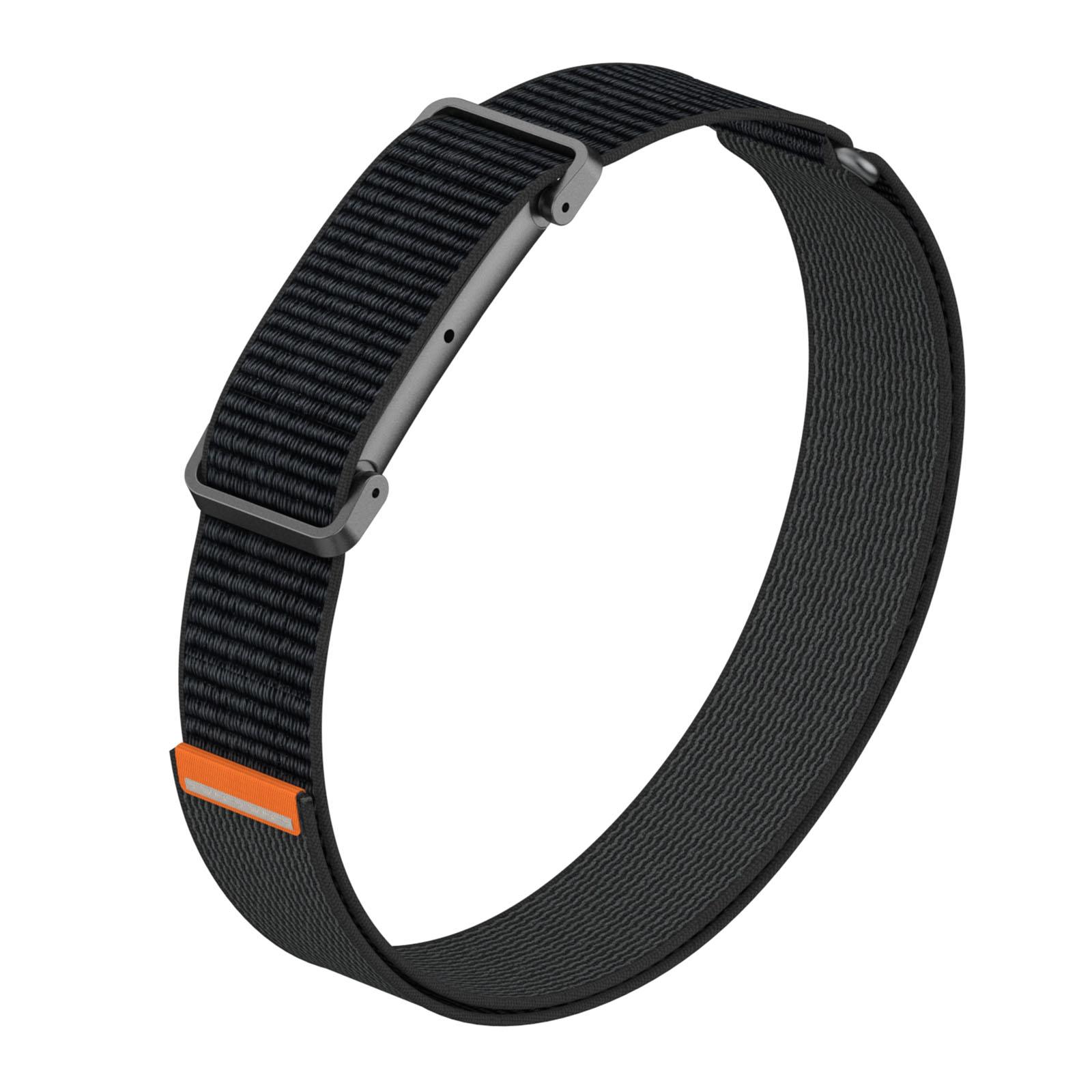 For Google Fitbit Air Adjustable Metal Shell Hybrid Nylon Hook and Loop Fastener Arm Band(Midnight Black) - Shopkiz.com