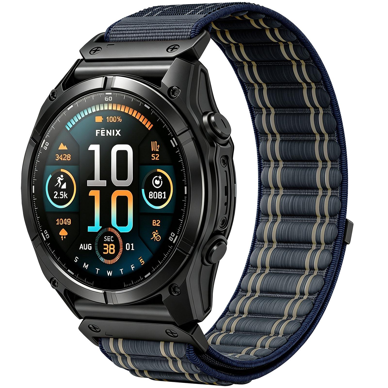 For Gamin 26mm Wavy Patterned Nylon Woven Hook and Loop Fastener Watch Band(Cool Sea Blue) - Shopkiz.com