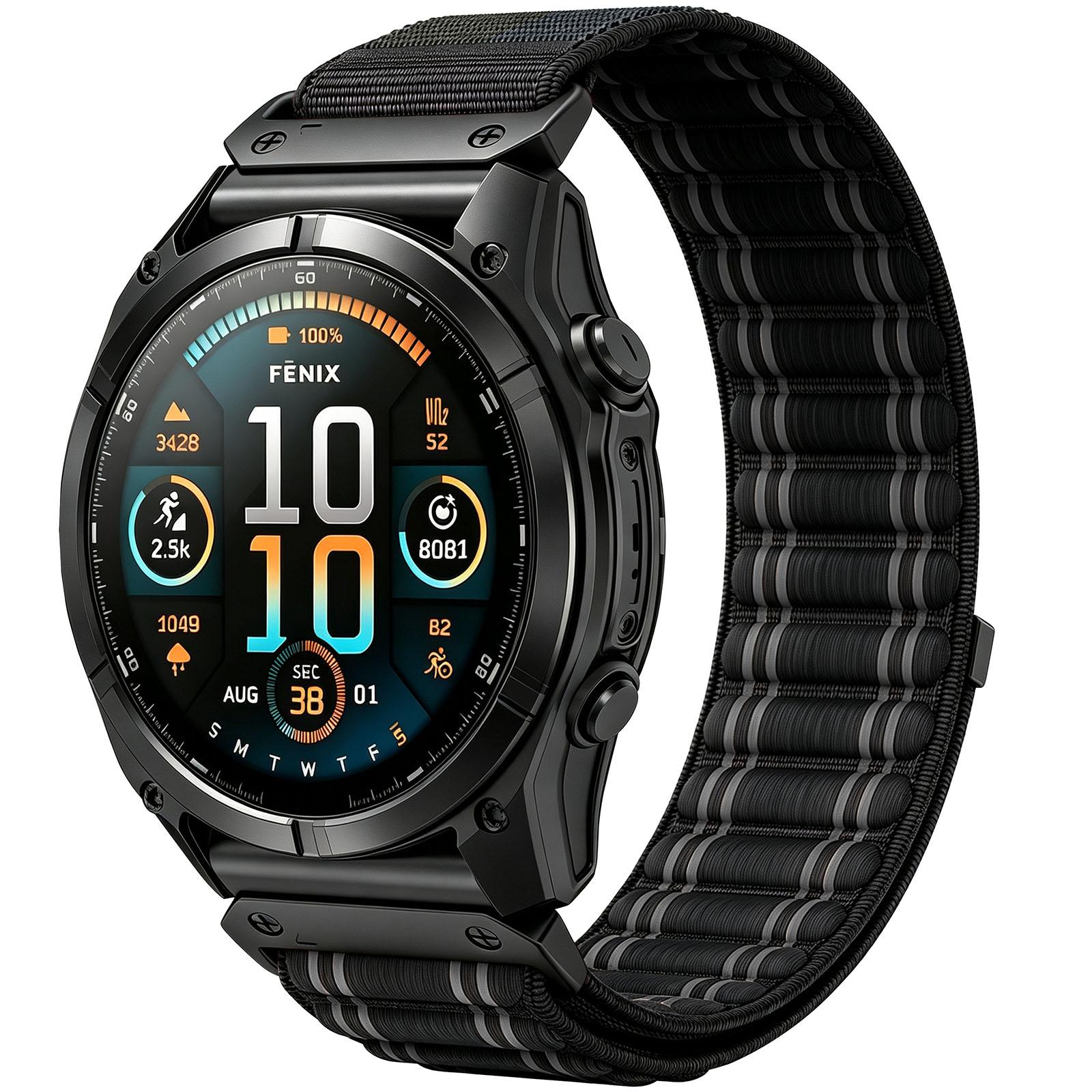 For Gamin 26mm Wavy Patterned Nylon Woven Hook and Loop Fastener Watch Band(Black) - Shopkiz.com