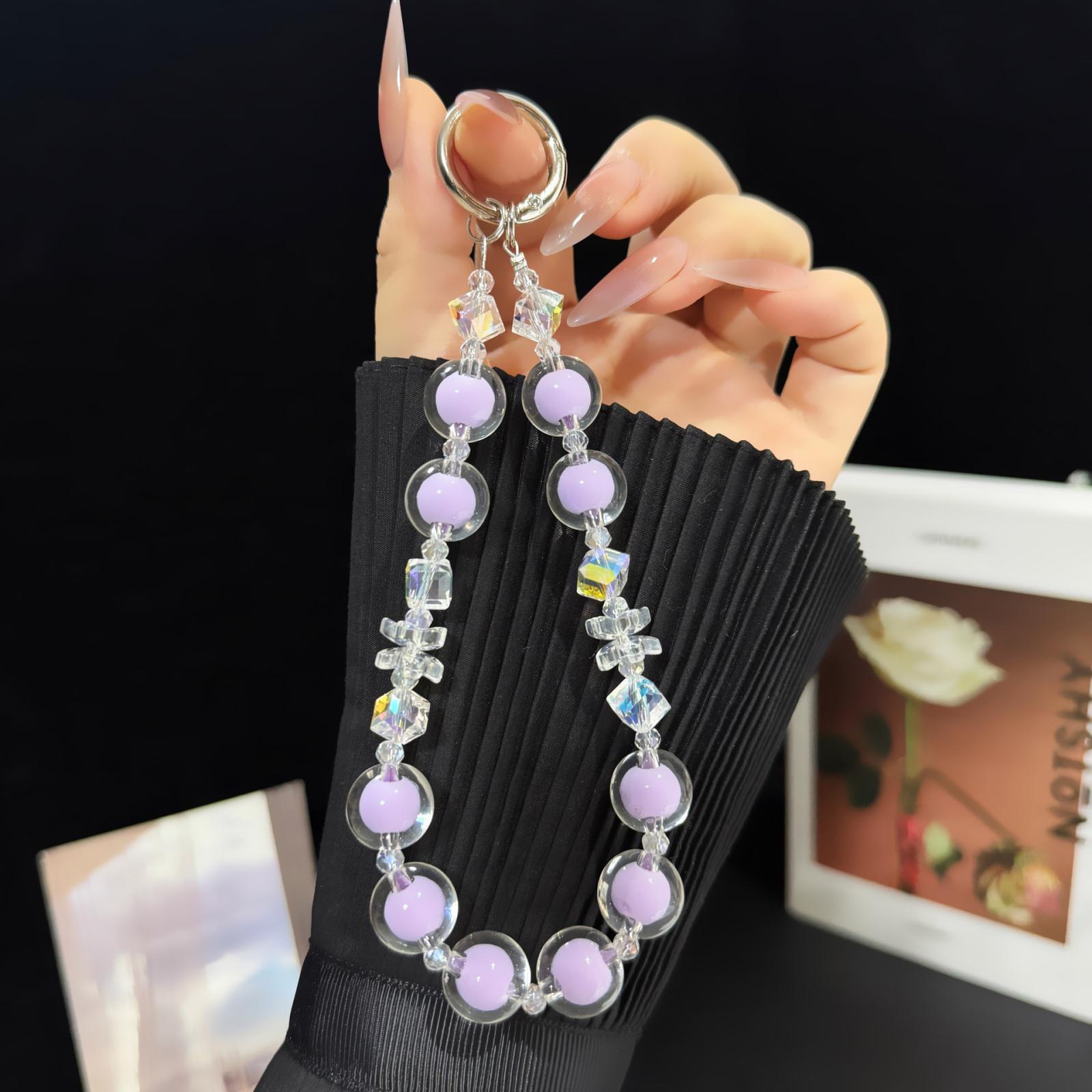 Vintage Free-form Jade Rhinestone Pearl Phone Chain(White) - Shopkiz.com