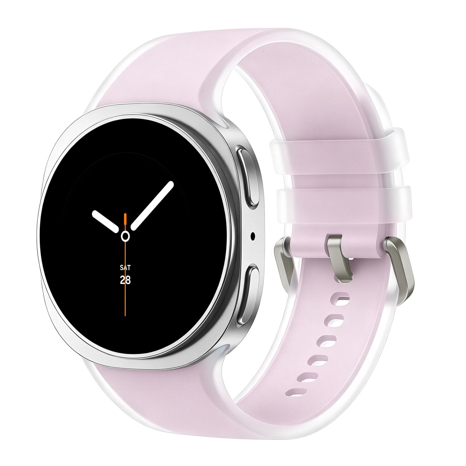 For Galaxy Watch9 / 8 / 8 Classic Translucent Jelly Silicone Watch Band, Size:L(Pink) - Shopkiz.com