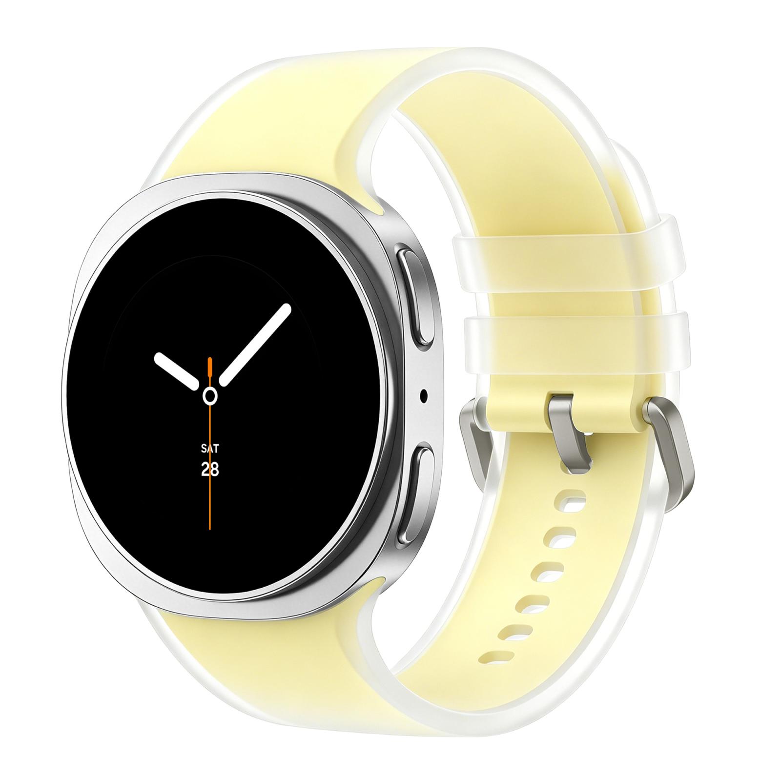 For Galaxy Watch9 / 8 / 8 Classic Translucent Jelly Silicone Watch Band, Size:L(Yellow) - Shopkiz.com