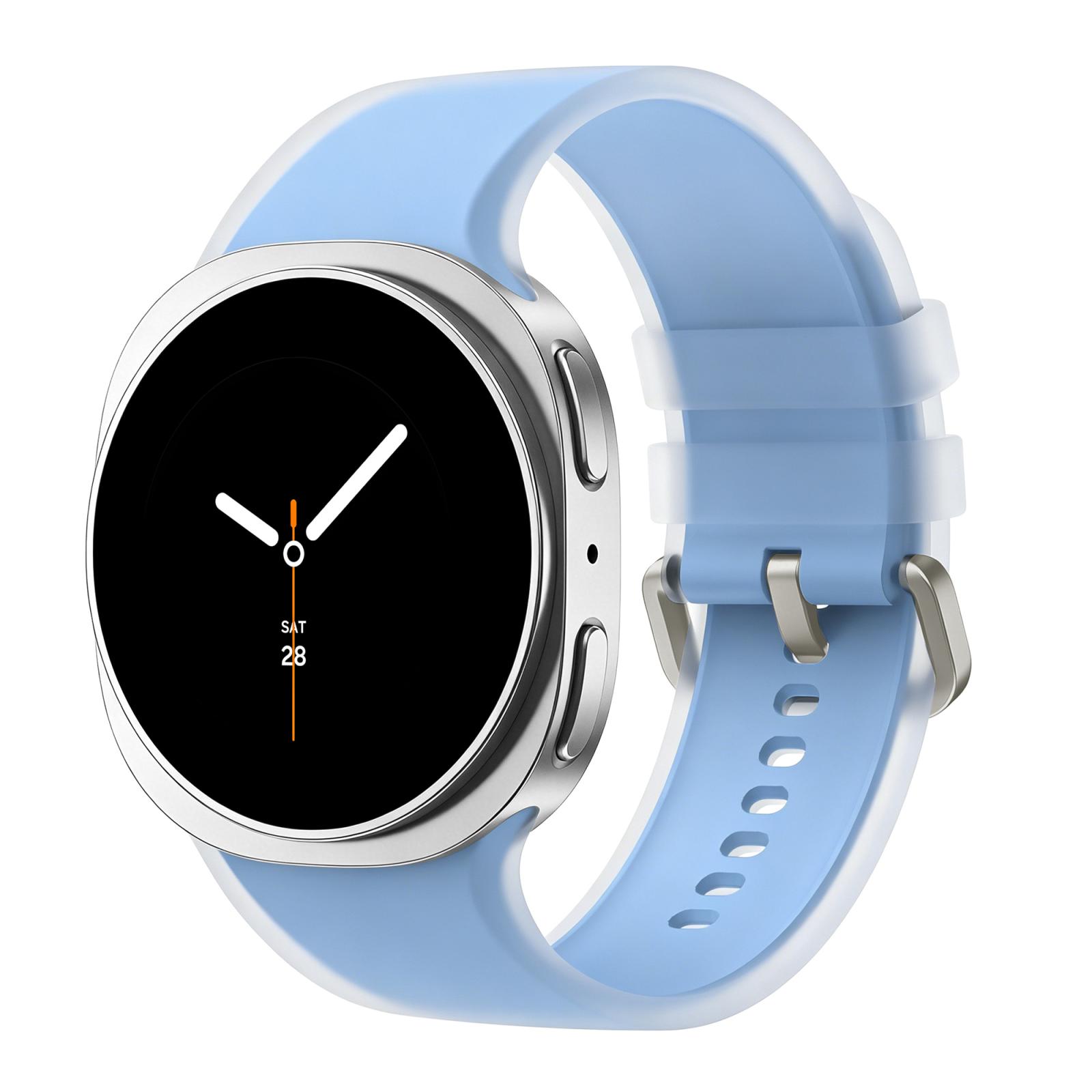For Galaxy Watch9 / 8 / 8 Classic Translucent Jelly Silicone Watch Band, Size:S(Light Blue) - Shopkiz.com