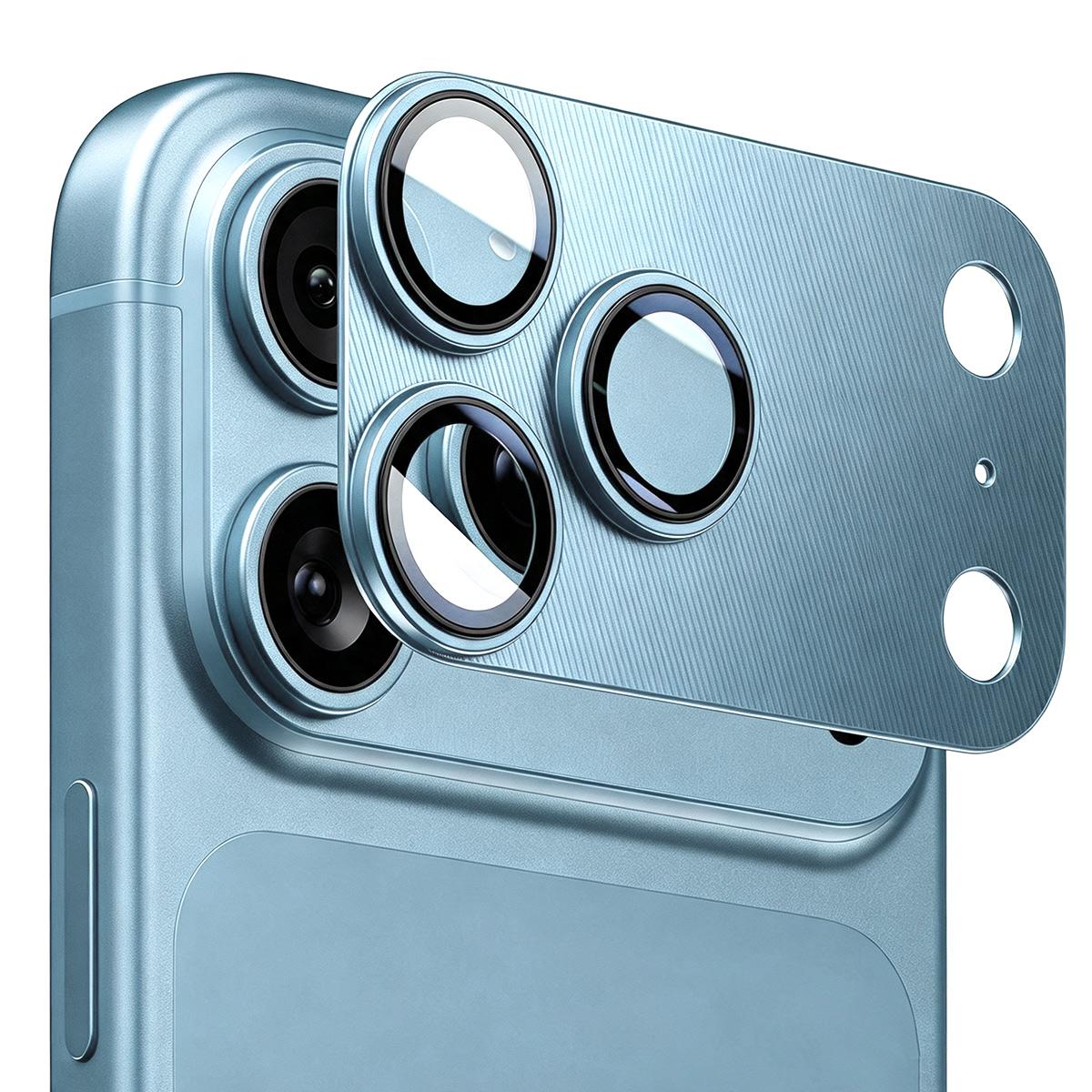 For iPhone 18 Pro Max ENKAY CD Texture Aluminium Alloy Tempered Glass Lens Cover Film(Blue) - Shopkiz.com