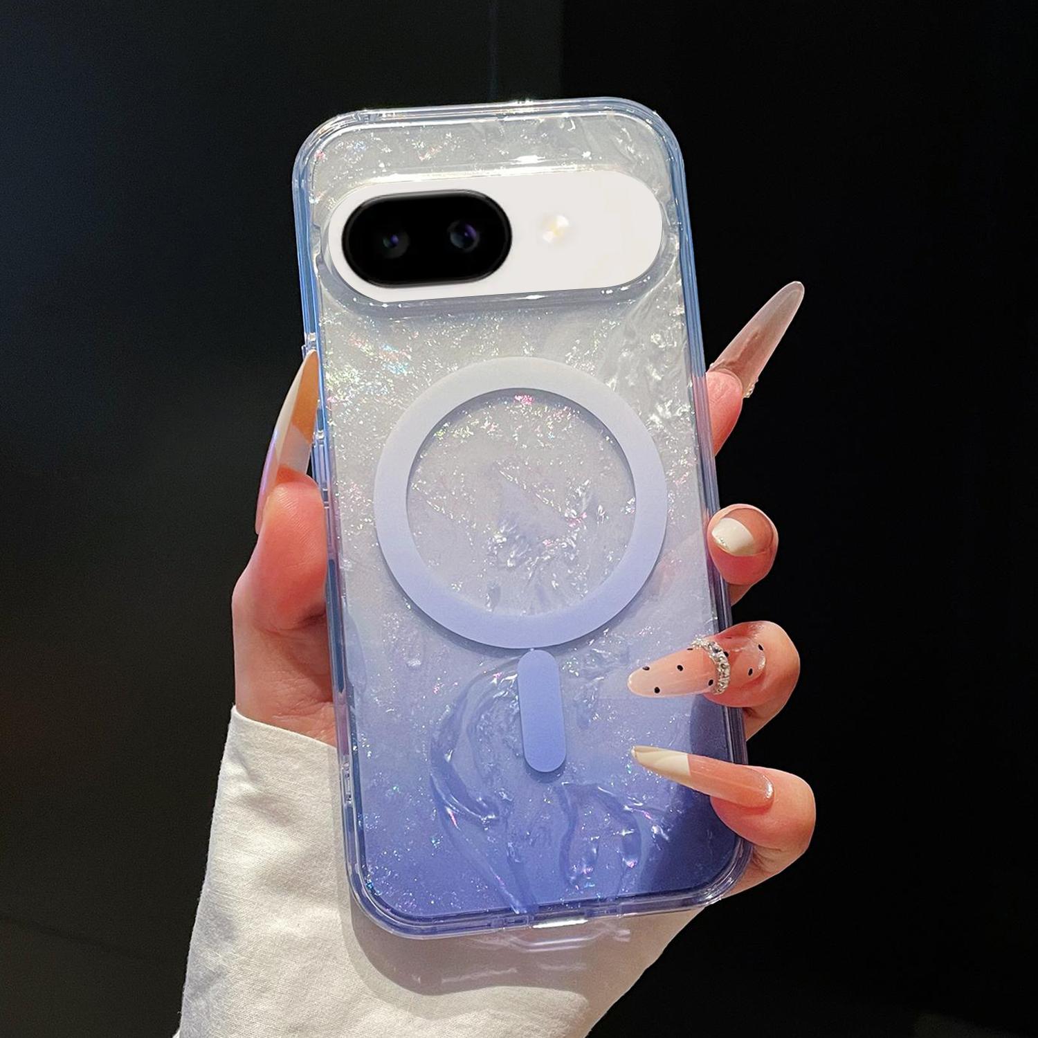 For Google Pixel 9a Dreamy Ocean Gradient Magnetic Phone Case(Aurora Purple) - Shopkiz.com