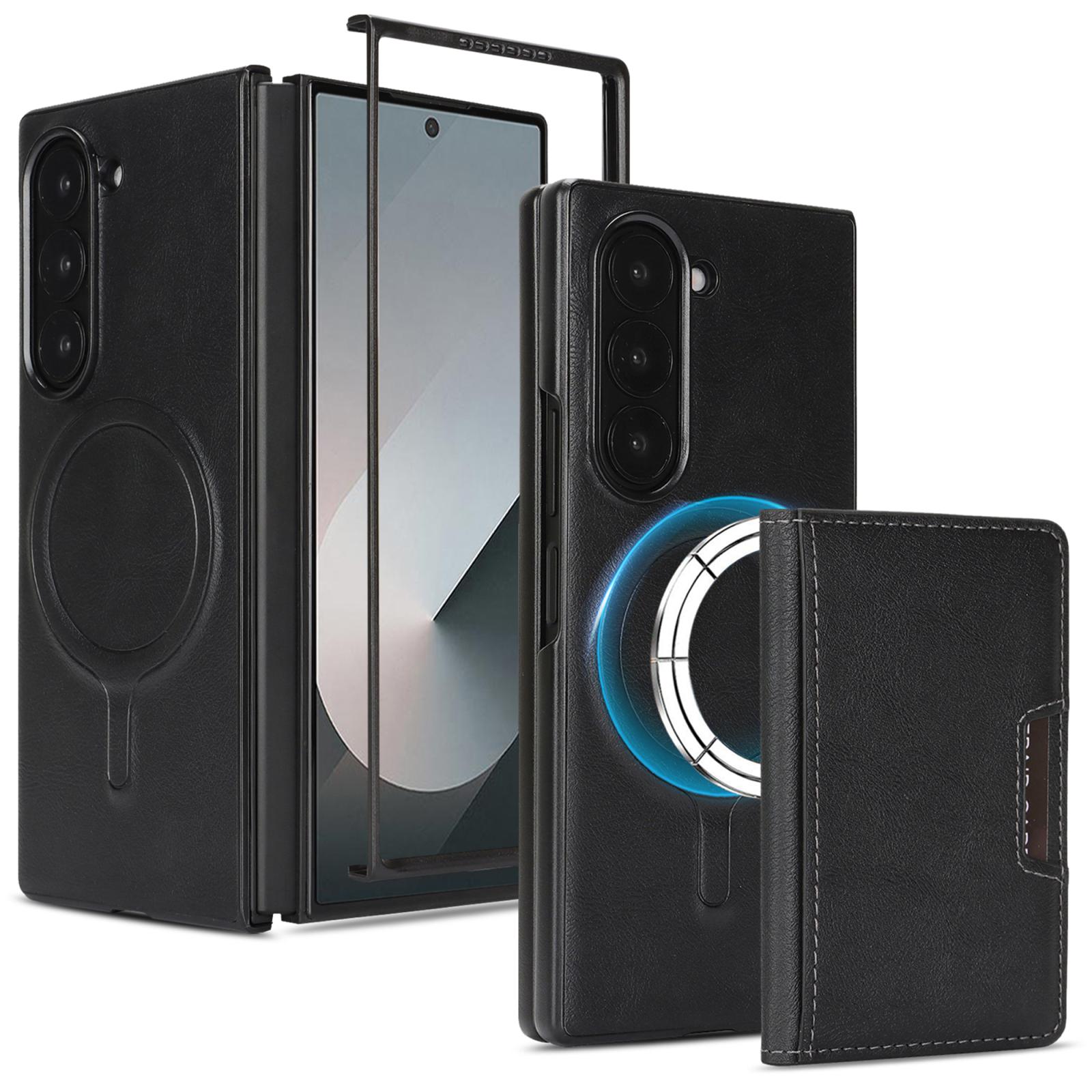 For Galaxy Z Fold7 5G Kalebol Strong MagSafe Magnetic Two-Fold Card Bag Leather Phone Case(Black) - Shopkiz.com