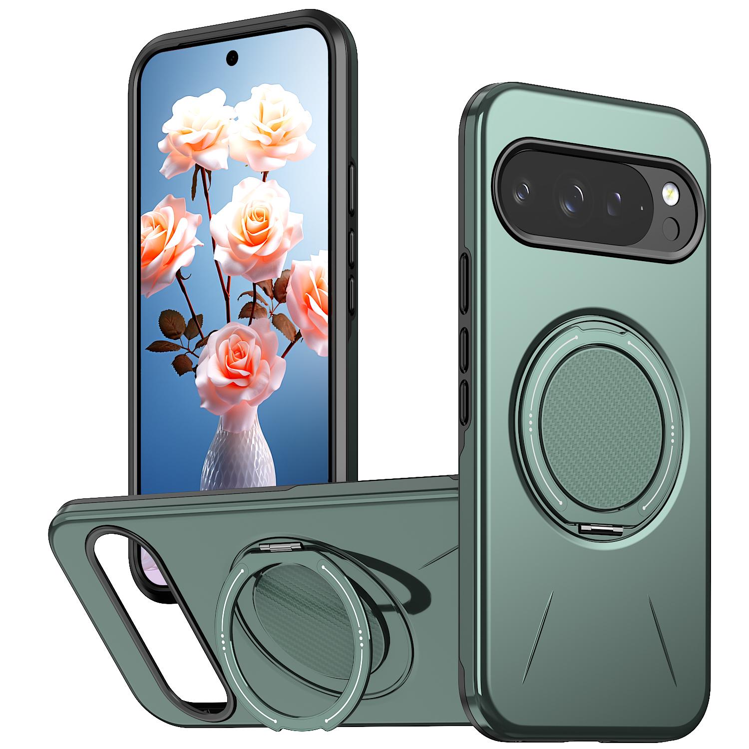 For Google Pixel 10 Pro XL Kalebol Magnetic MagSafe Rotation Holder PC Phone Case(Grey Green) - Shopkiz.com