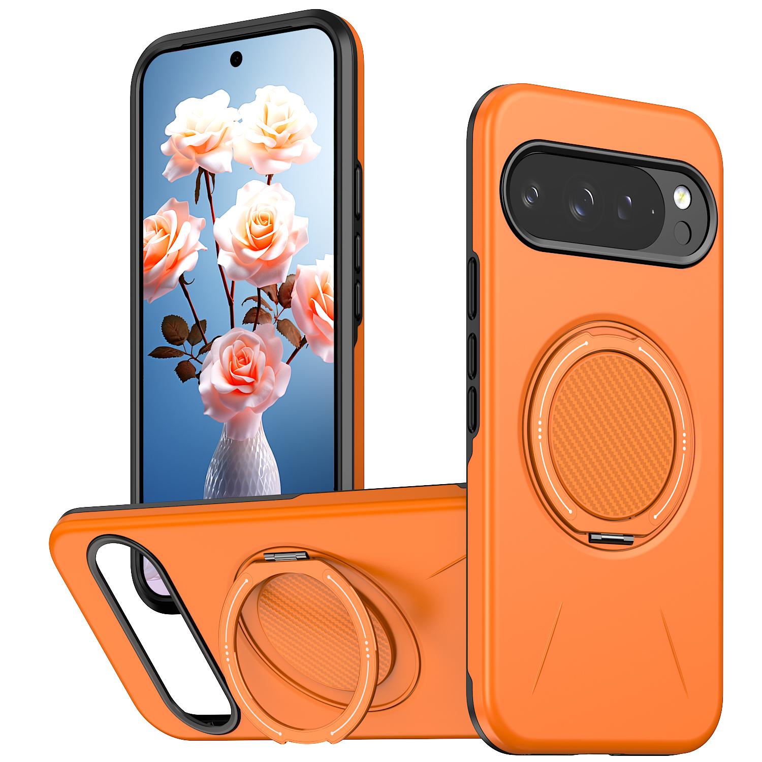 For Google Pixel 10 Kalebol Magnetic MagSafe Rotation Holder PC Phone Case(Orange) - Shopkiz.com