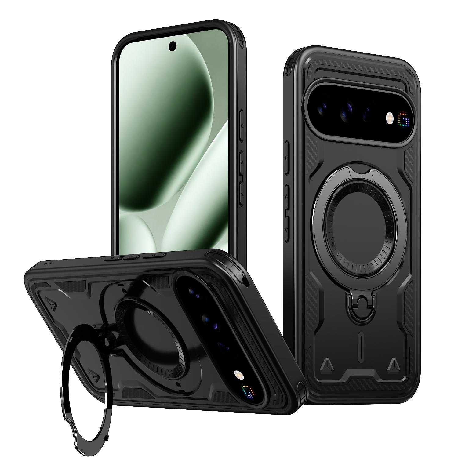 For Google Pixel 11 Kalebol PC Hybrid TPU Armor MagSafe Ring Holder Phone Case(Black) - Shopkiz.com