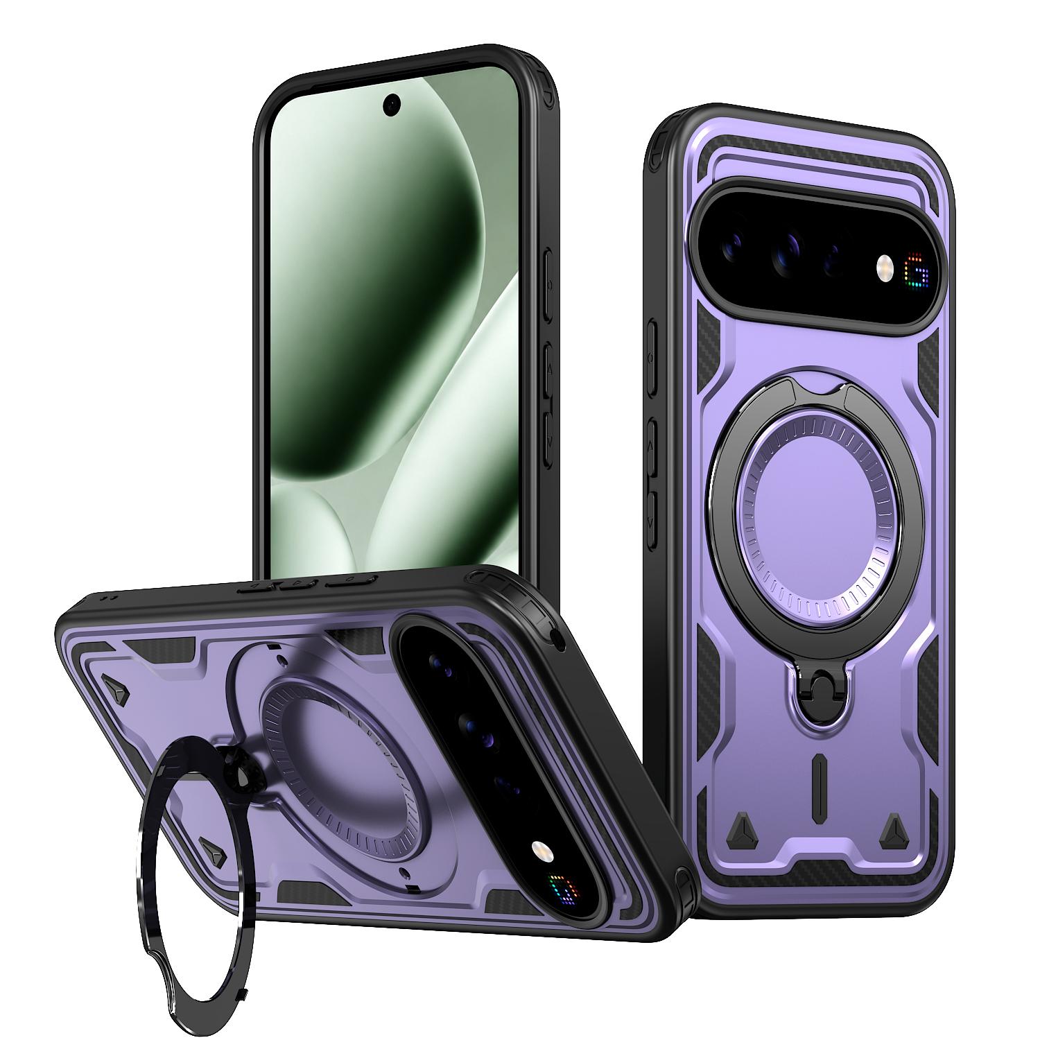 For Google Pixel 11 Kalebol PC Hybrid TPU Armor MagSafe Ring Holder Phone Case(Purple) - Shopkiz.com