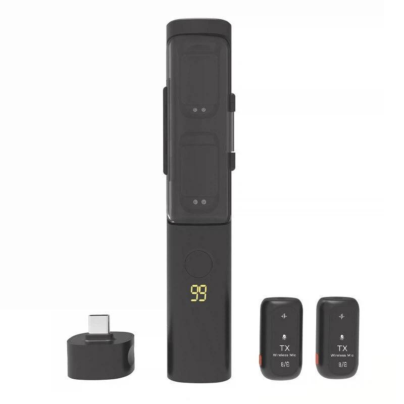 J68 4-in-1 Wireless Lavalier Noise Reduction Magic Microphone, with USB-C Receiver and Charging Case - Shopkiz.com
