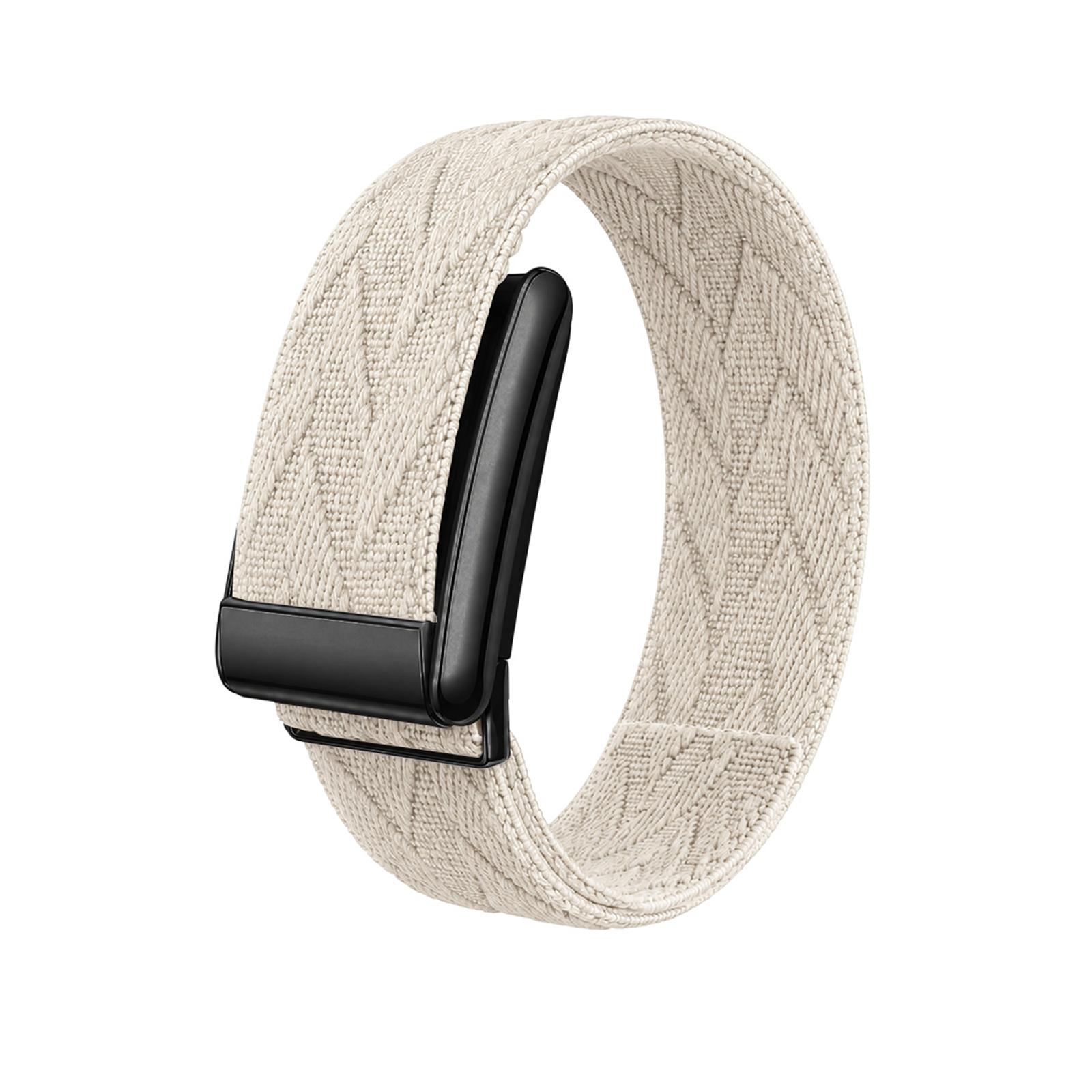 For WHOOP 5.0 Regular Diamond Textured Woven Nylon Watch Band(Starlight+Black) - Shopkiz.com