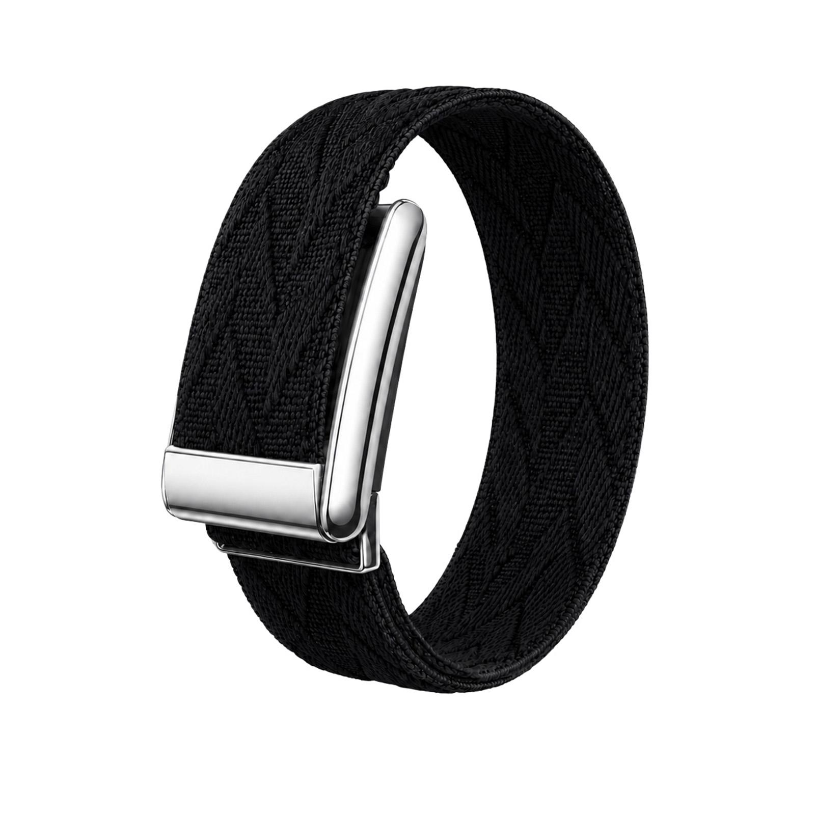For WHOOP 5.0 Regular Diamond Textured Woven Nylon Watch Band(Black+Silver) - Shopkiz.com