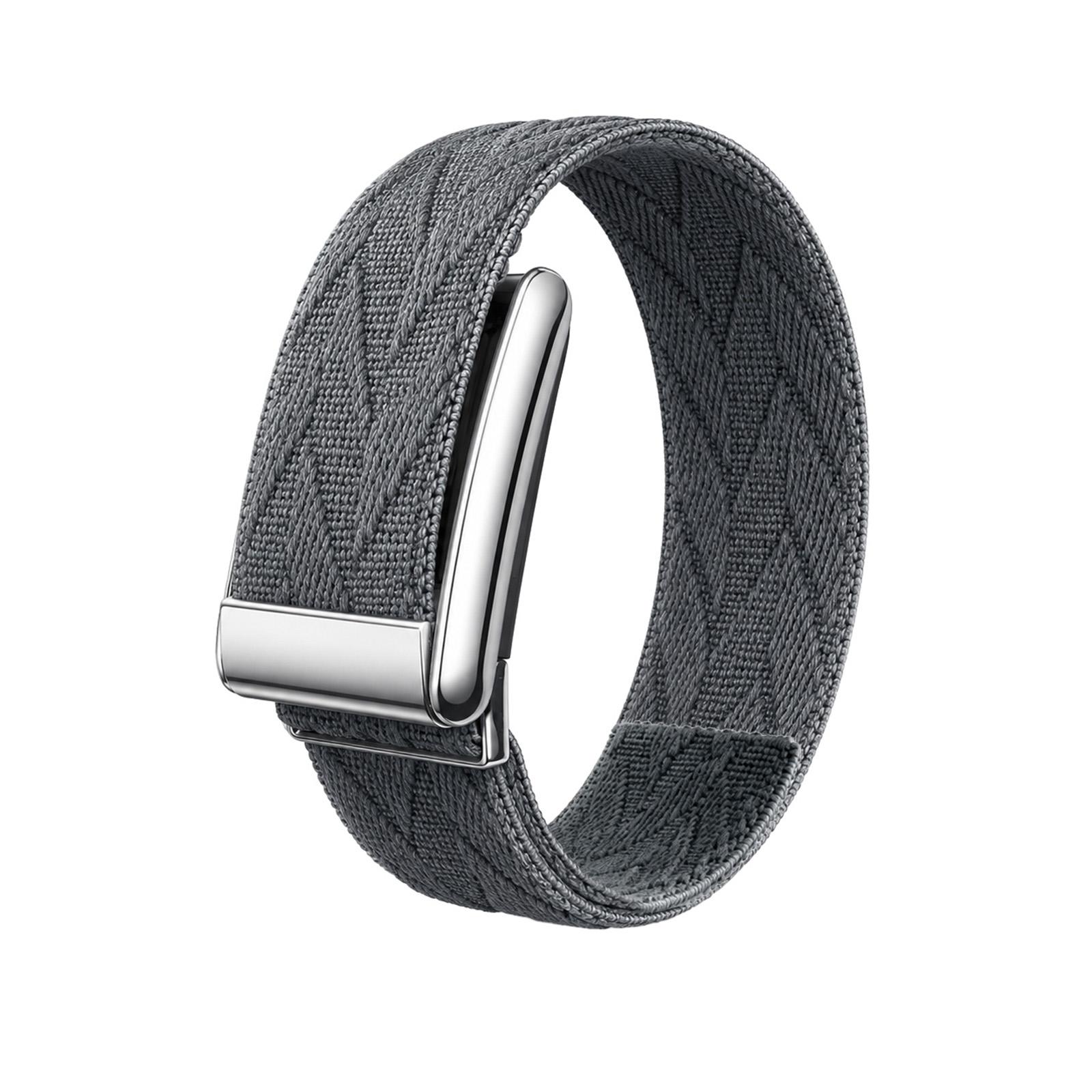 For WHOOP 5.0 Regular Diamond Textured Woven Nylon Watch Band(Gray+Silver) - Shopkiz.com