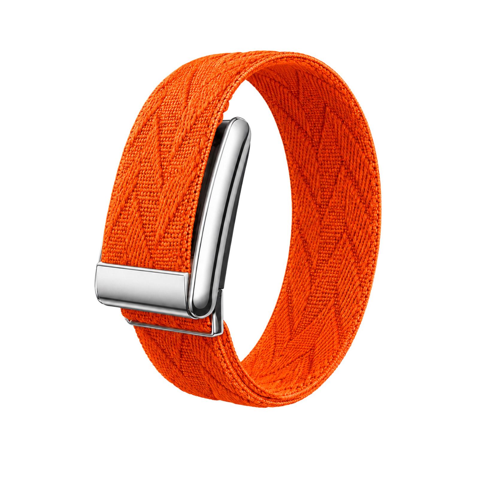 For WHOOP 5.0 Regular Diamond Textured Woven Nylon Watch Band(Orange+Silver) - Shopkiz.com