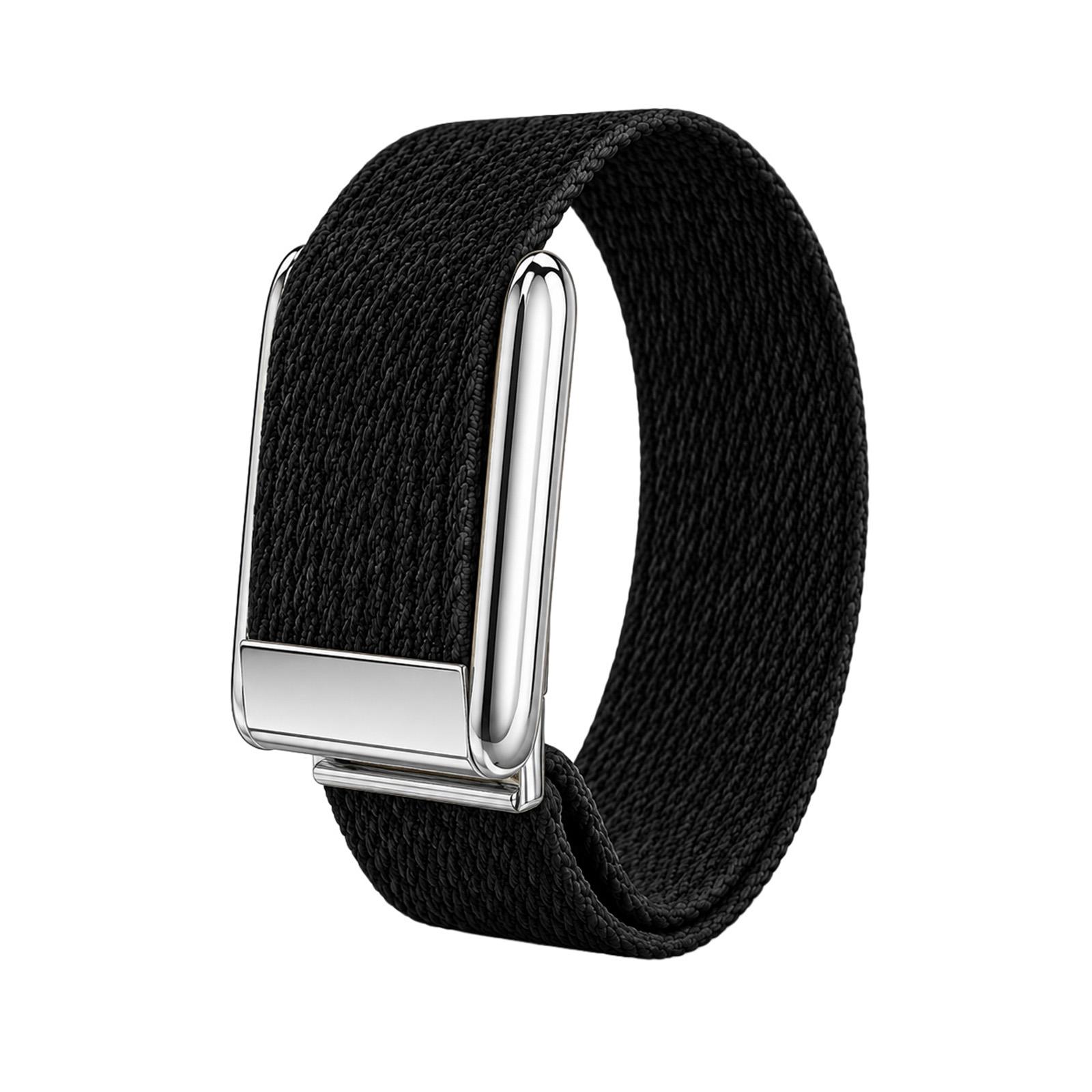 For WHOOP 5.0 Regular Woven Nylon Watch Band(Black+Silver) - Shopkiz.com