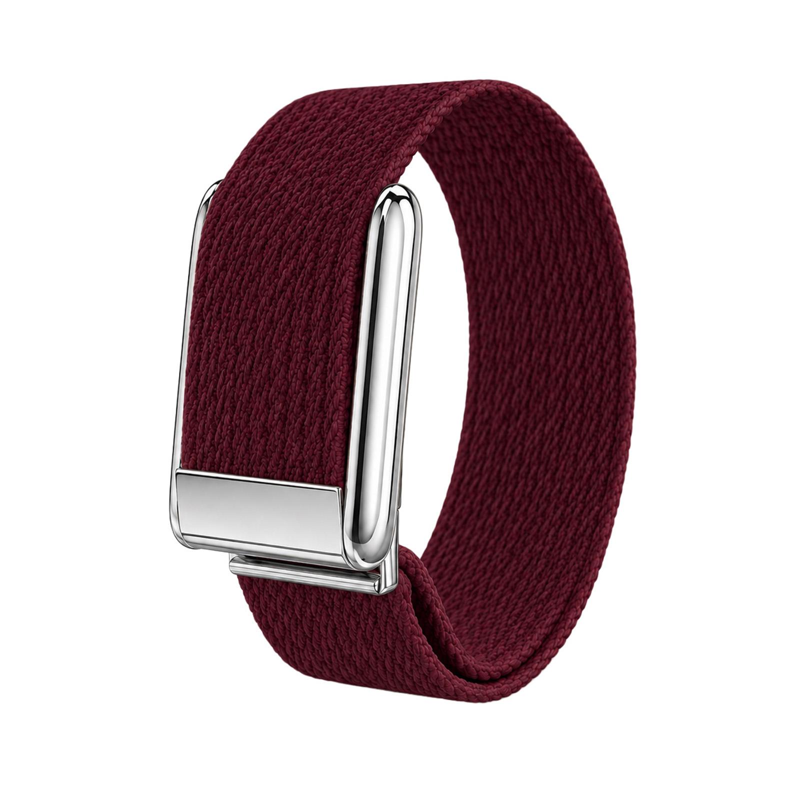 For WHOOP 5.0 Regular Woven Nylon Watch Band(Wine Red+Silver) - Shopkiz.com