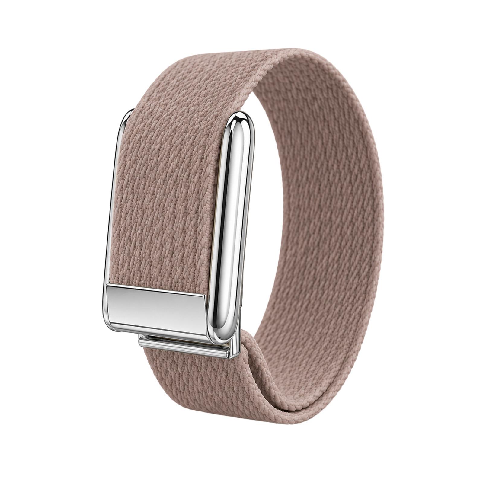 For WHOOP 5.0 Electrocardiogram Woven Nylon Watch Band(Beige Pink+Silver) - Shopkiz.com