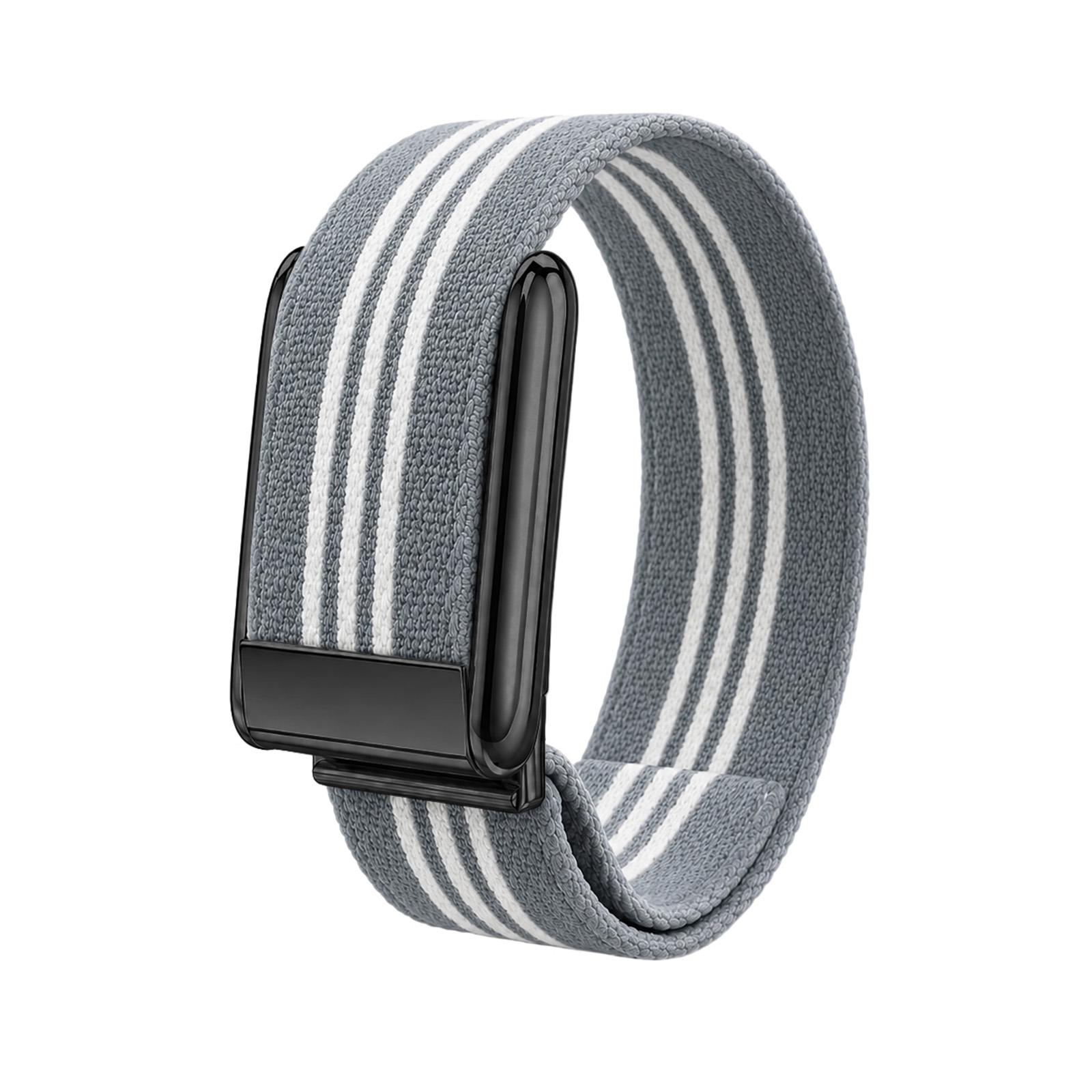 For WHOOP 5.0 Regular Three-Stripe Woven Nylon Watch Band(Gray White+Black) - Shopkiz.com