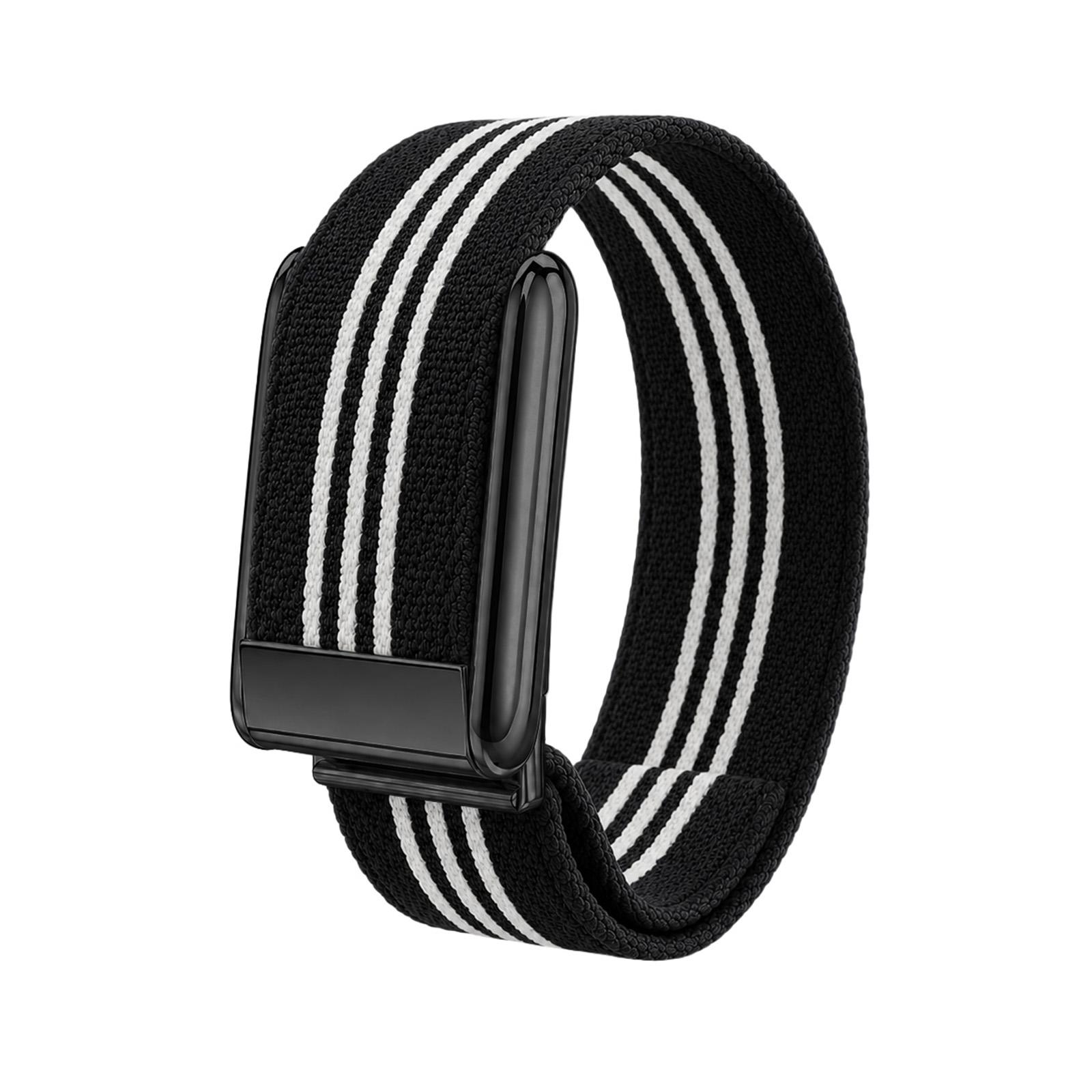 For WHOOP 5.0 Electrocardiogram Three-Stripe Woven Nylon Watch Band(Black White+Black) - Shopkiz.com