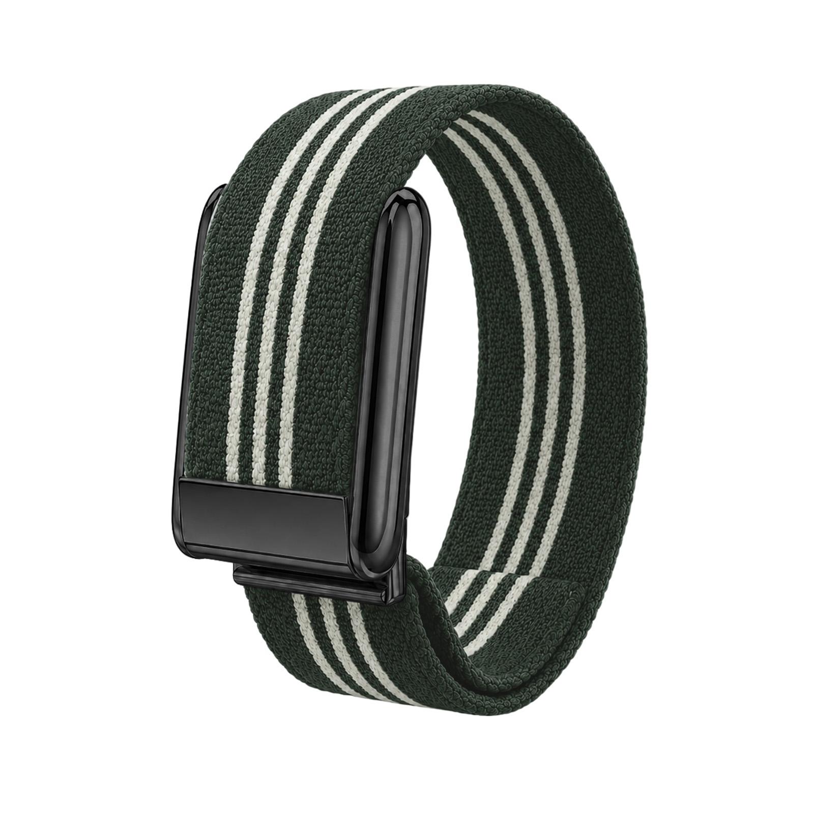 For WHOOP 5.0 Electrocardiogram Three-Stripe Woven Nylon Watch Band(Green White+Black) - Shopkiz.com