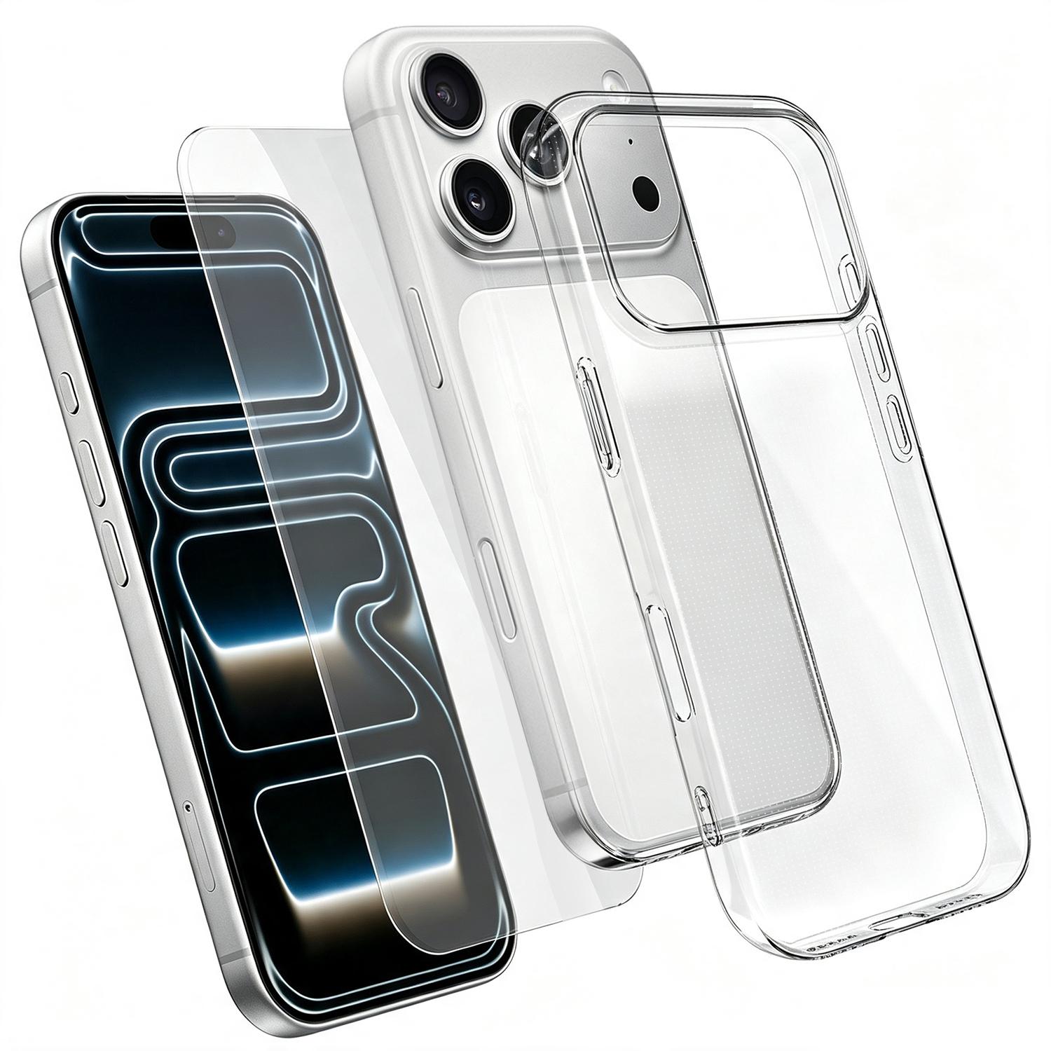 2 in 1 Set Clear TPU Phone Case with High Alumina Tempered Glass Film For iPhone 18 Pro - Shopkiz.com