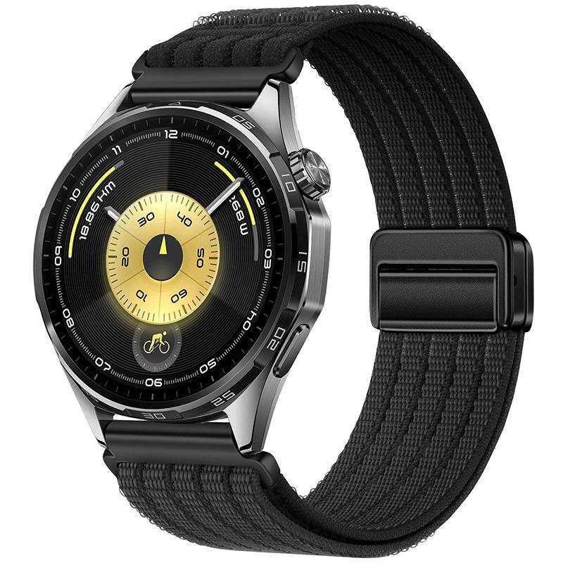 20mm Magnetic Clasp Five-Link Breathable Nylon Watch Band(Black) - Shopkiz.com