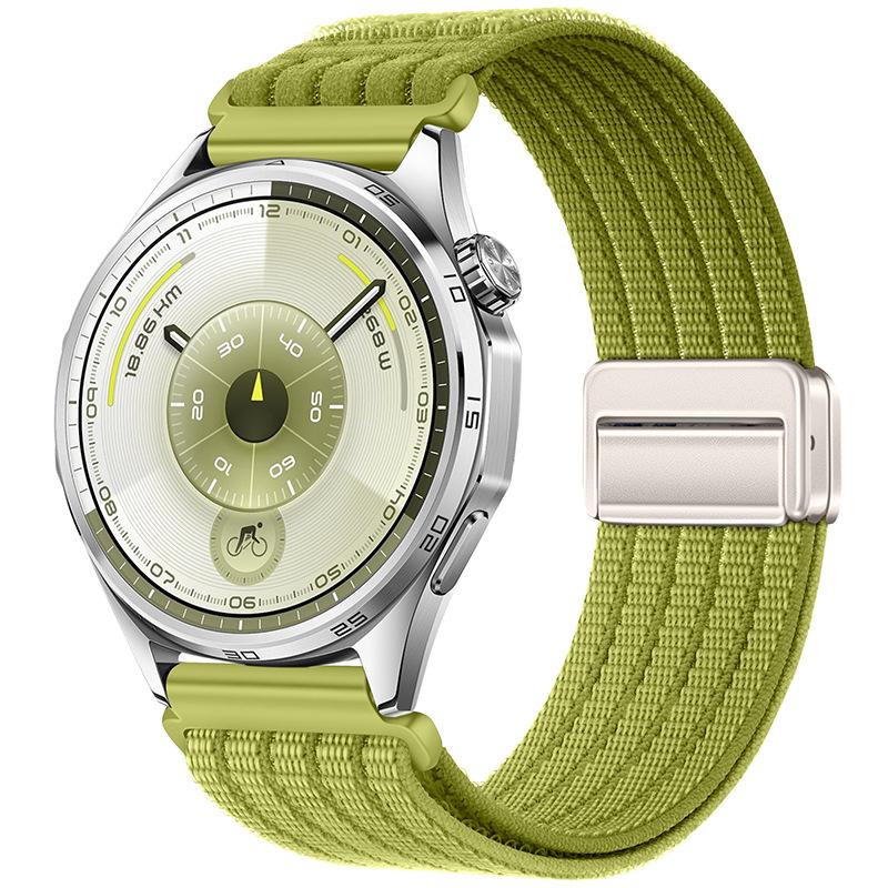 18mm Magnetic Clasp Five-Link Breathable Nylon Watch Band(Field Green) - Shopkiz.com