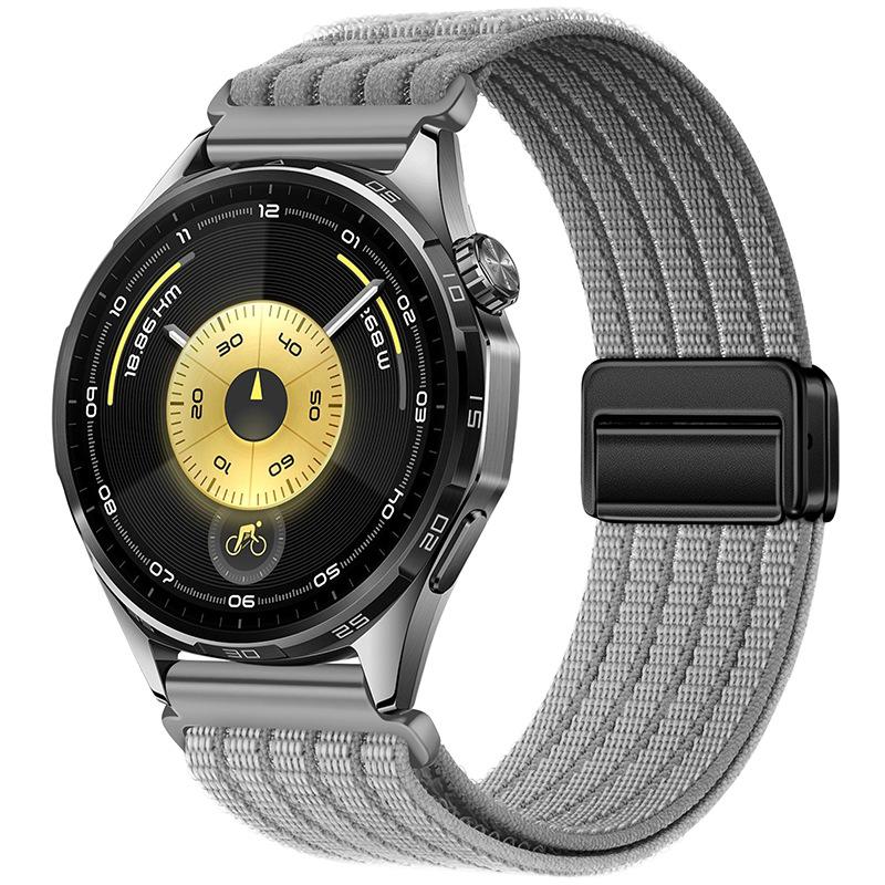 18mm Magnetic Clasp Five-Link Breathable Nylon Watch Band(Gray) - Shopkiz.com