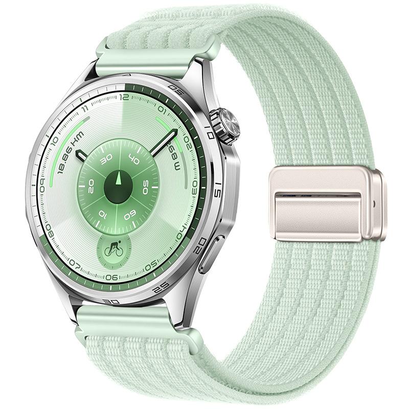18mm Magnetic Clasp Five-Link Breathable Nylon Watch Band(Light Mint) - Shopkiz.com